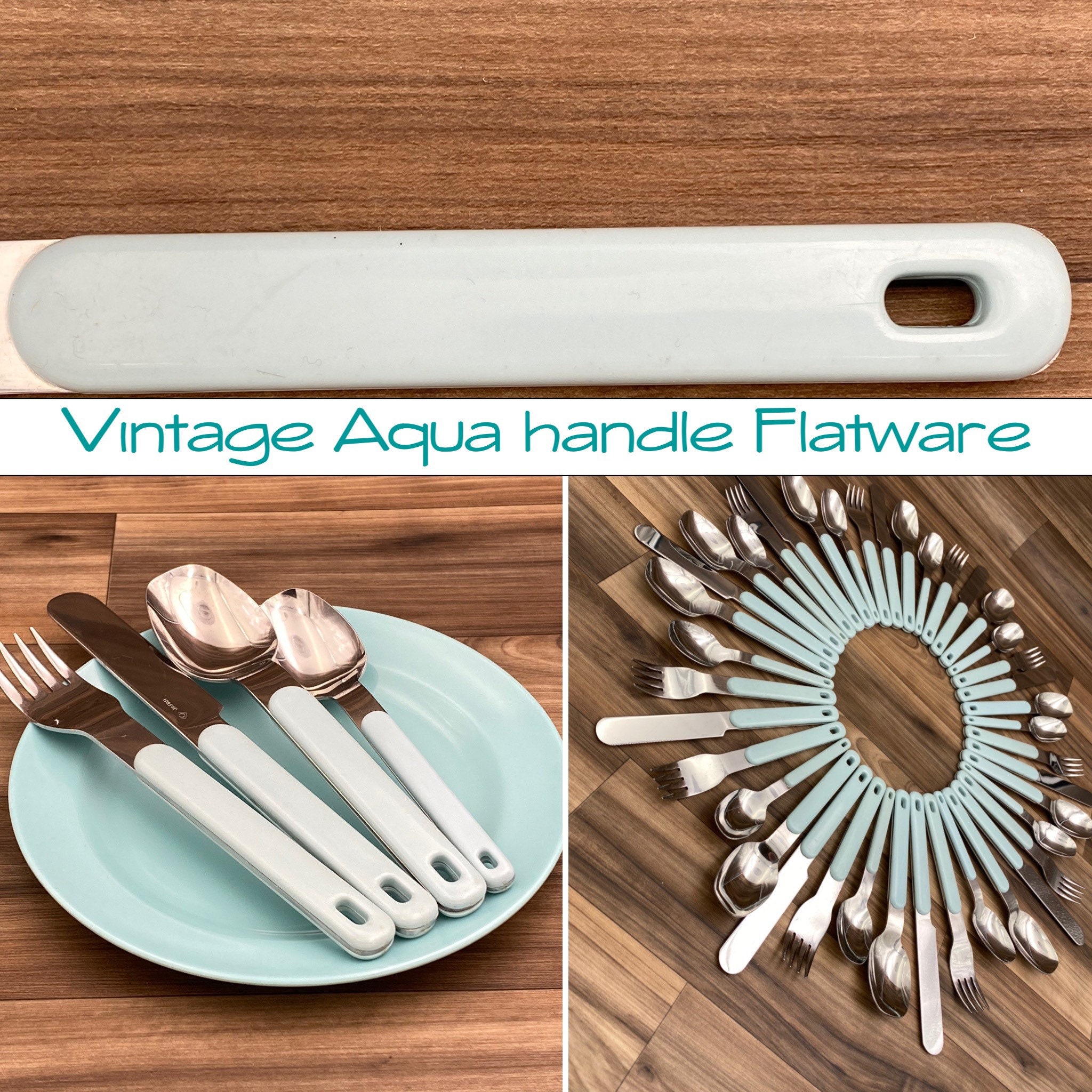 Vintage Cutlery Set of Knifes With Decorative Plastic Handles