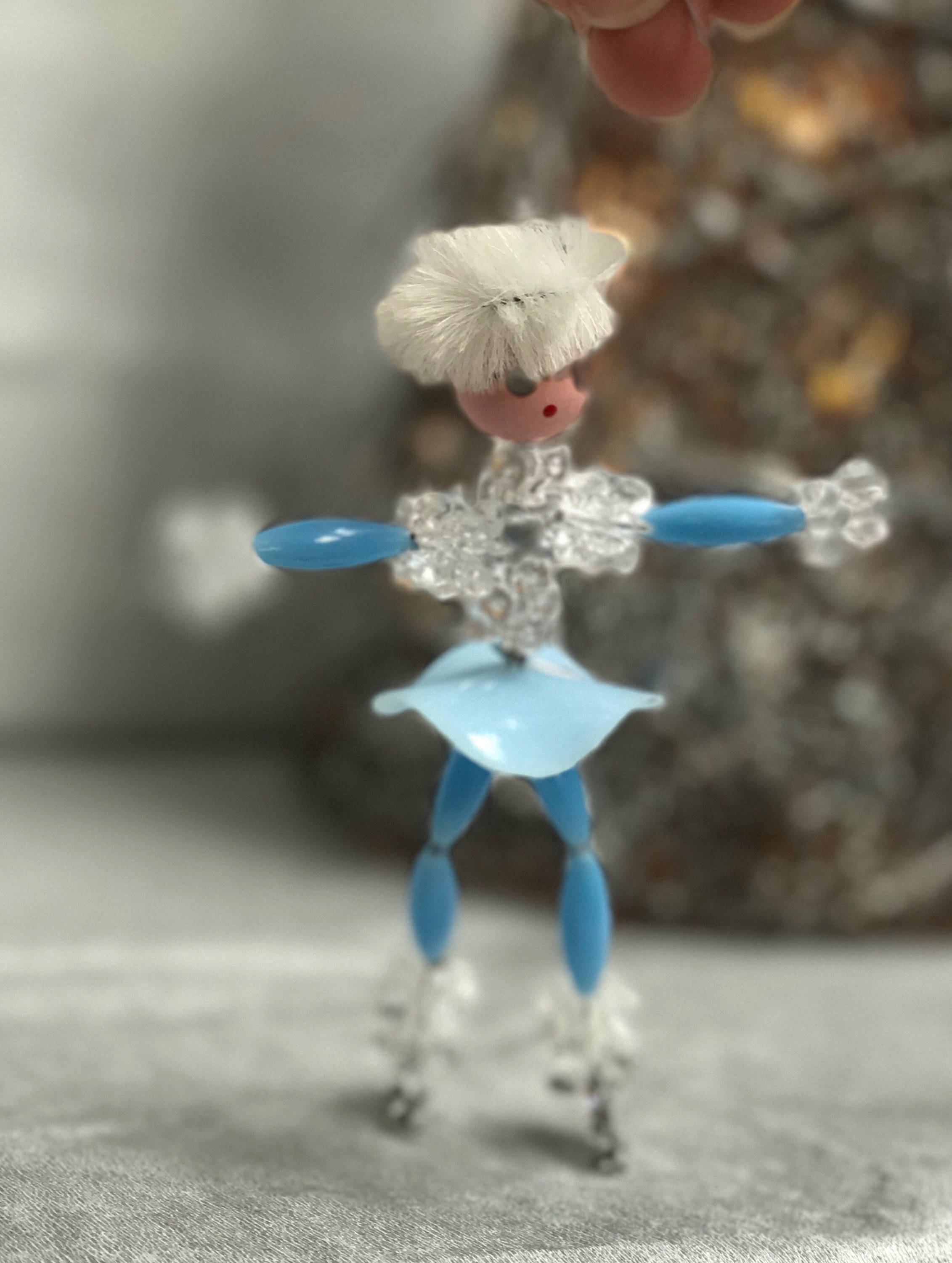 Vintage Ice Skater Christmas Ornaments, 1960s Beaded Christmas