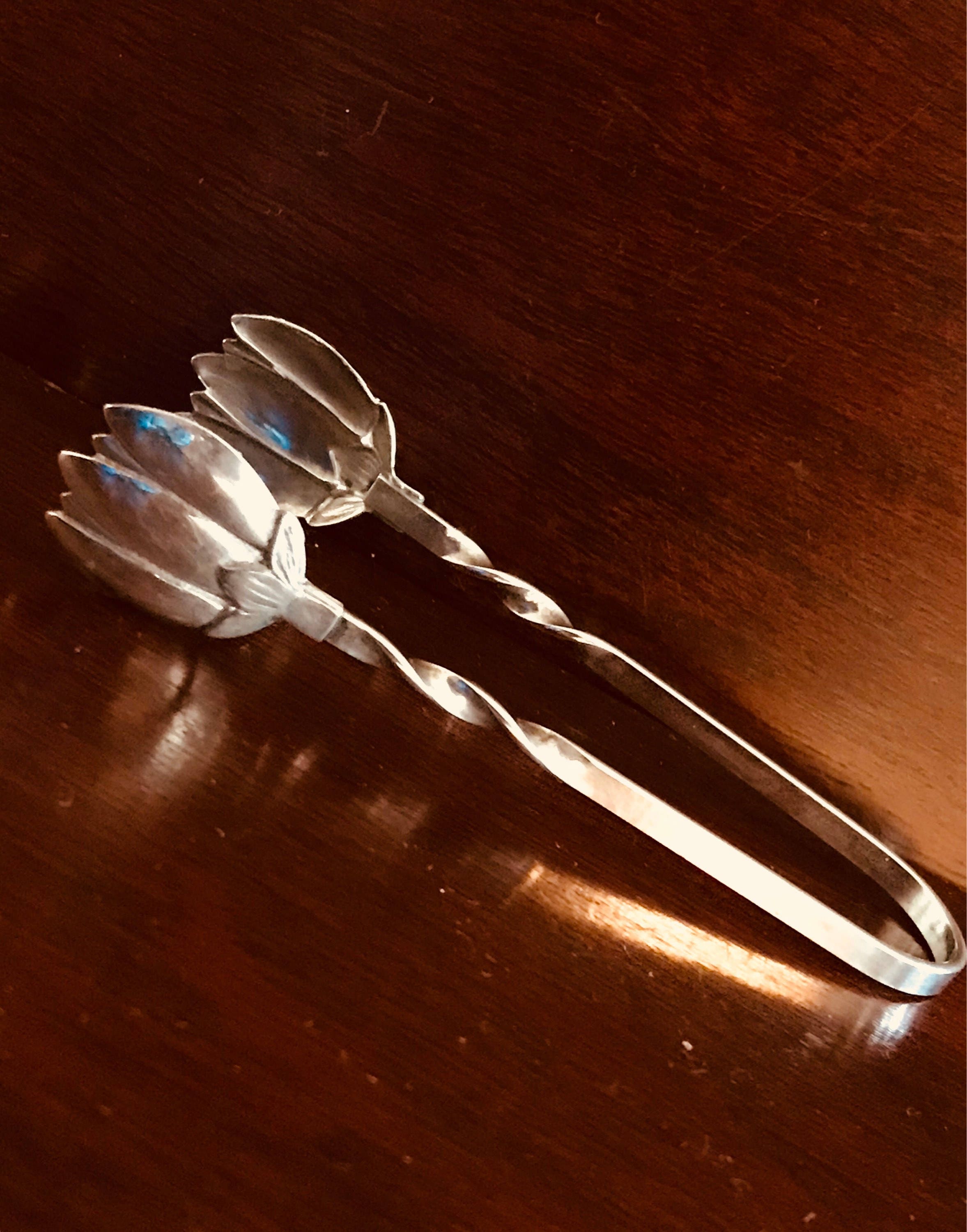 Vintage Sterling Silver Bon Bon Tongs, Raimond Tulip Tongs, Unique Mini