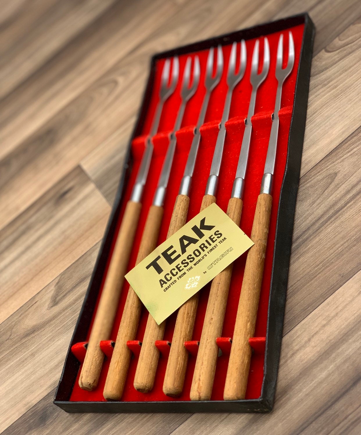 Vintage Fondue Forks Teakwood Danish Modern, Set of 6 fondue forks