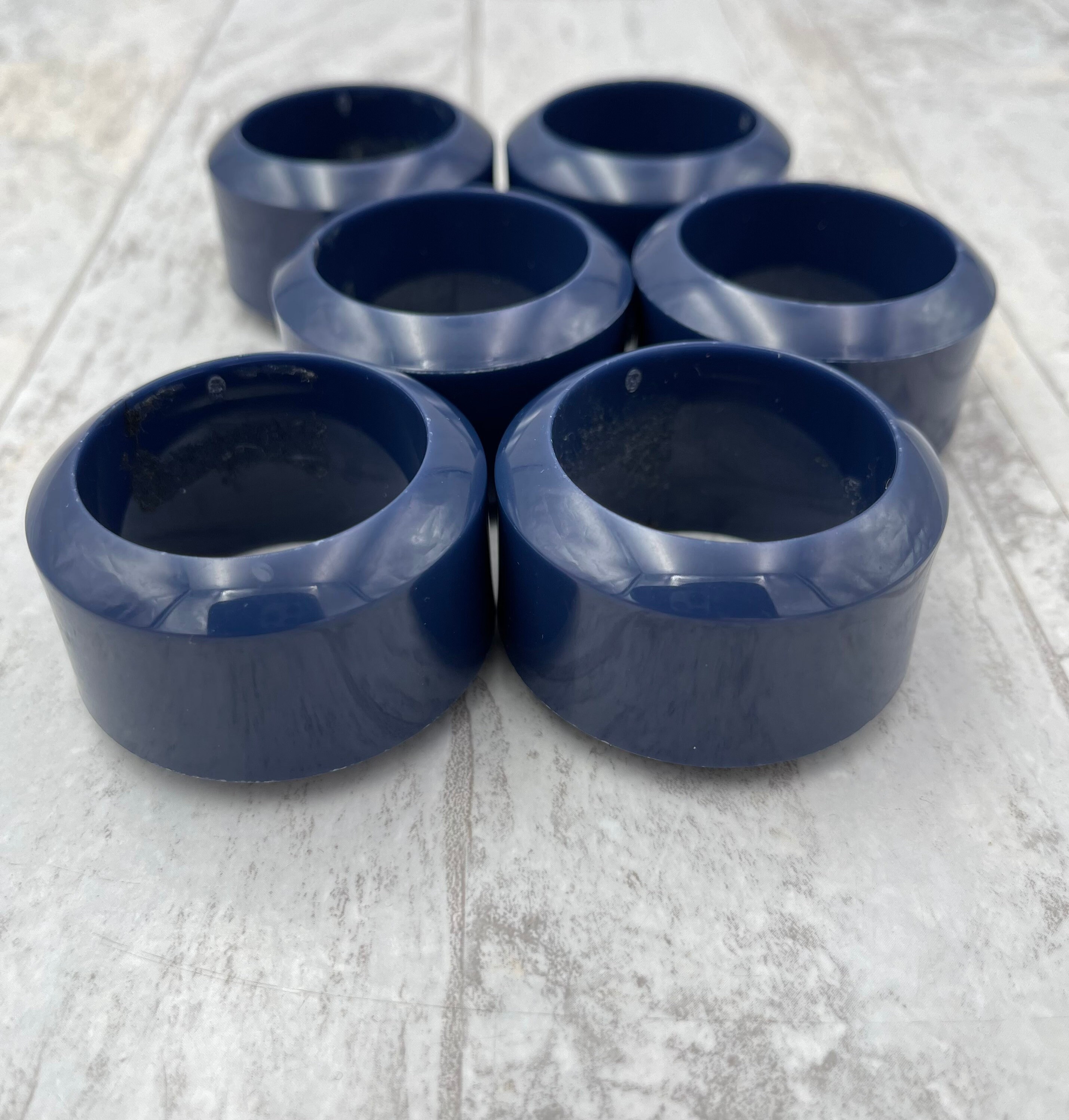 Vintage Napkin Rings, Navy Blue, 6 piece set Serviette Dinner Napkin