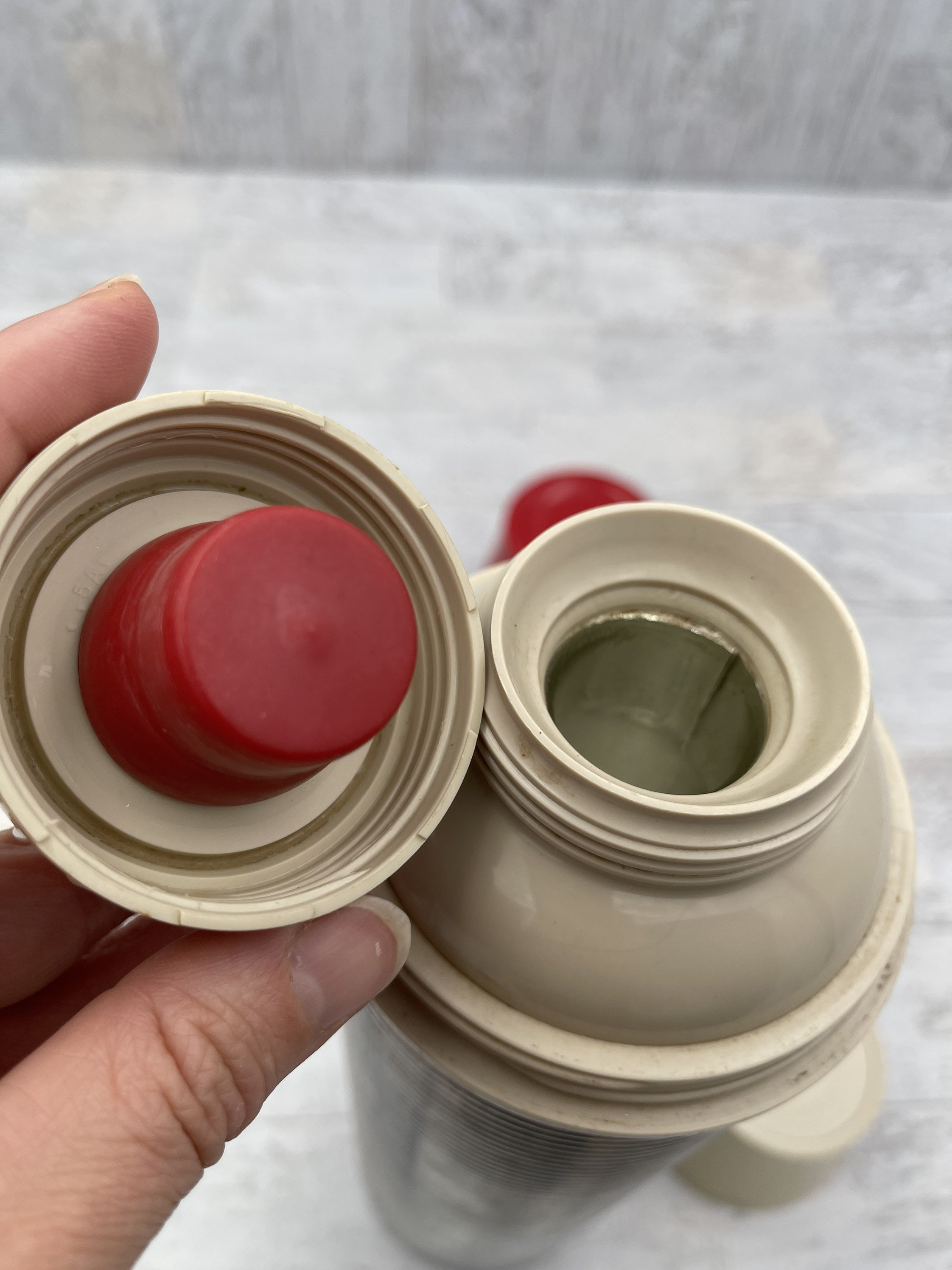 Vintage Thermos Bottle, Picnic Thermos Bottle, ribbed aluminum Thermos, Collectible Thermos