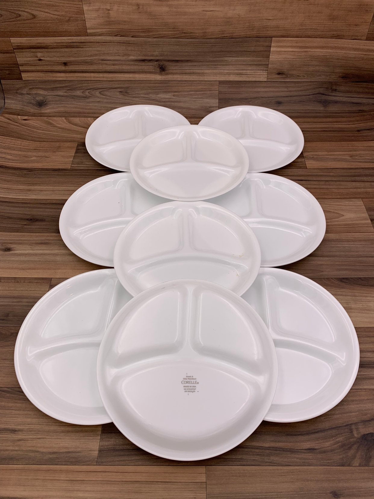 Vintage Corelle divided Plate set, Small Corelle White plates, Vintage Trailer Camping Glamping