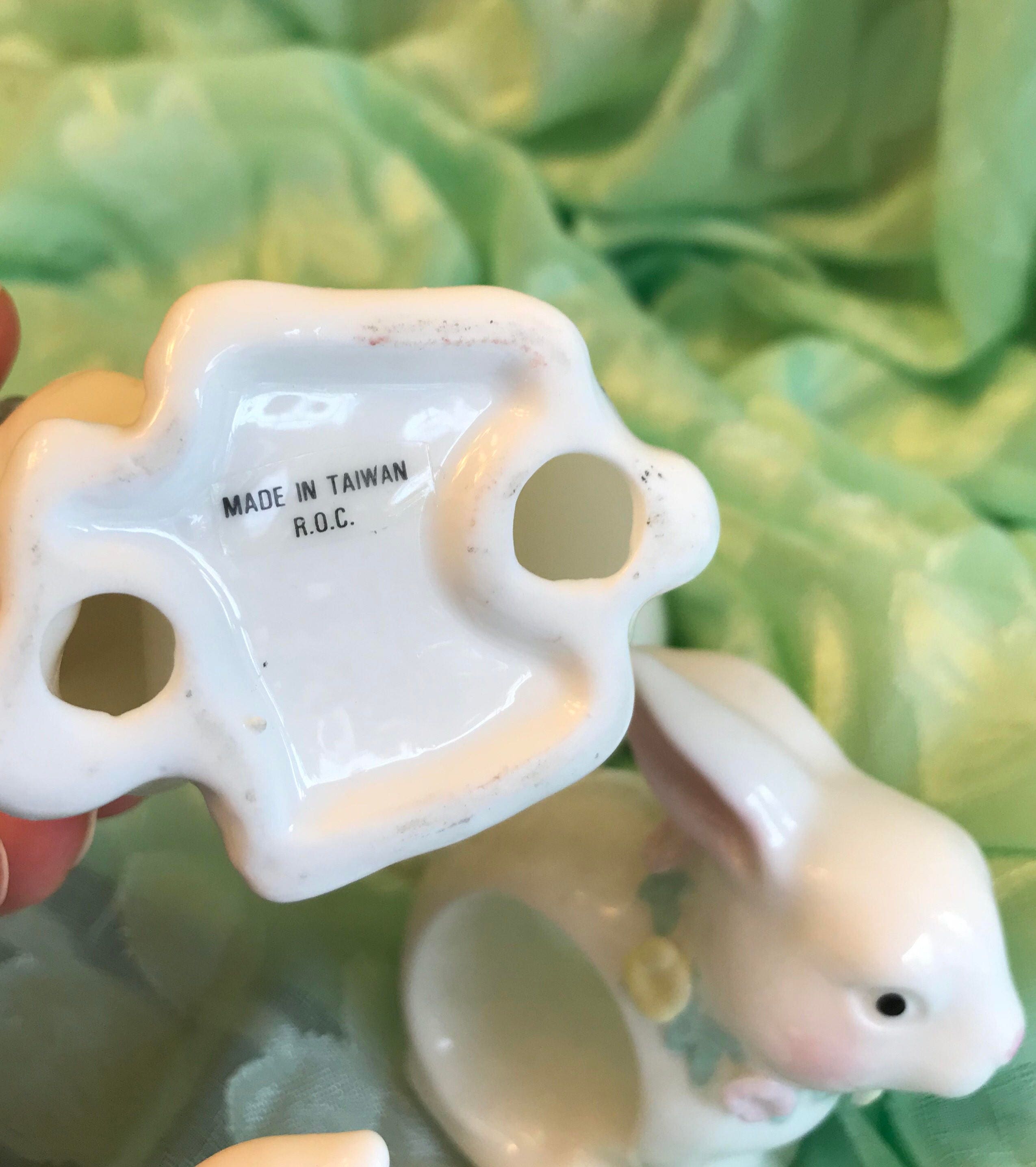 Porcelain Bunny Napkin Rings, Figural Bunny Napkin Rings, 4 piece