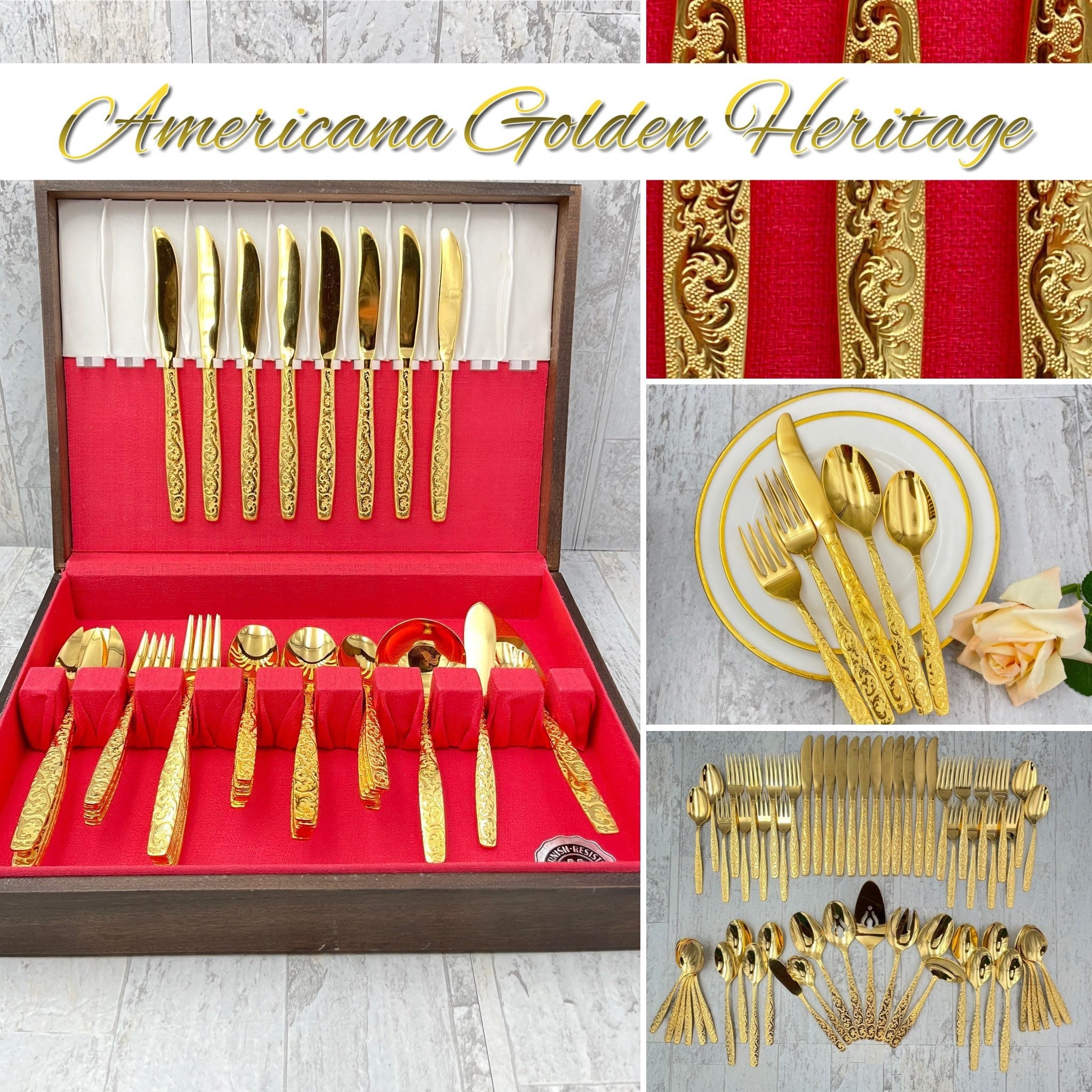 Vintage Gold Flatware, Americana Golden Heritage IS, Serving set