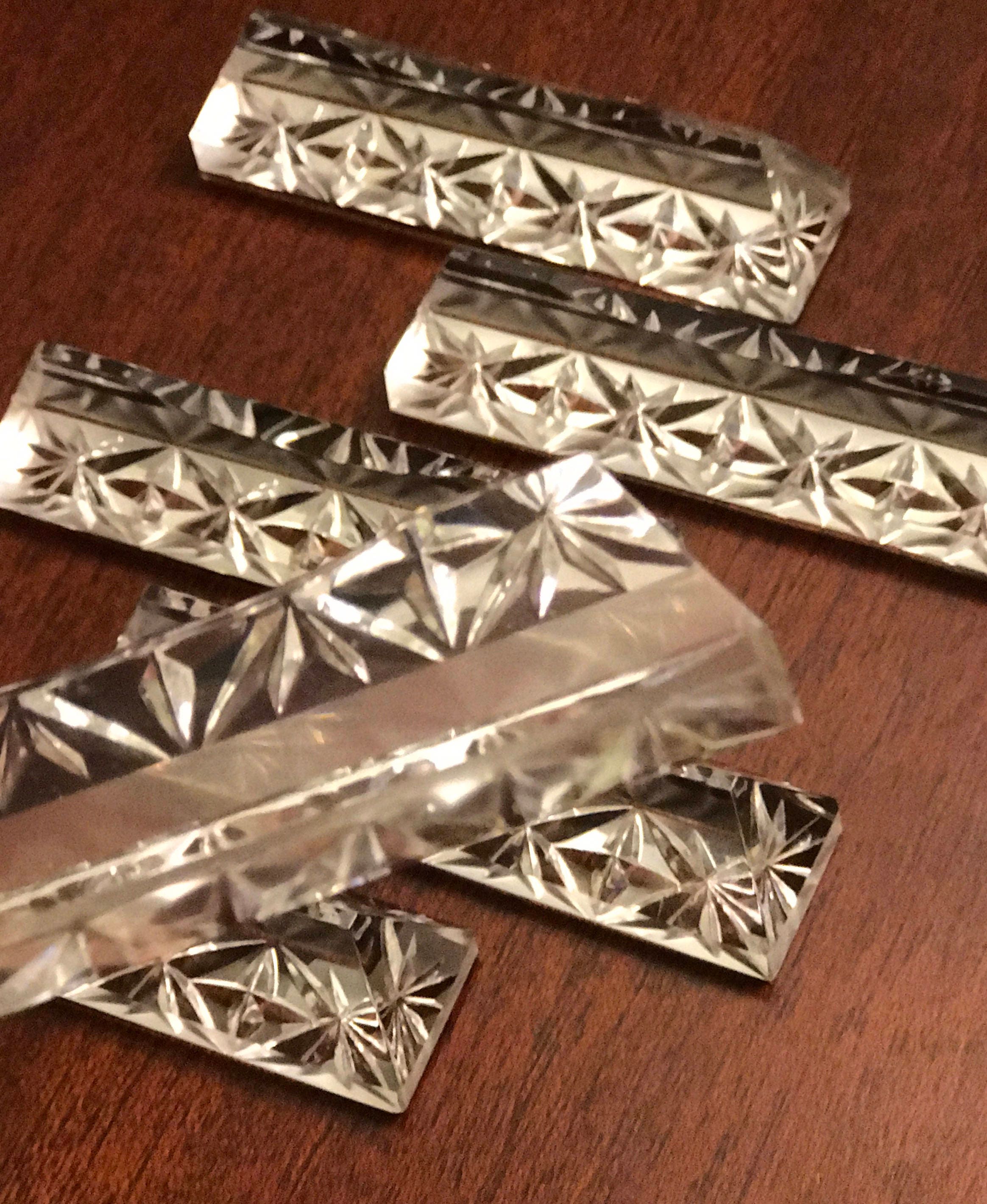 Vintage Cut Crystal Knife rests, French Vintage Crystal Flatware rests