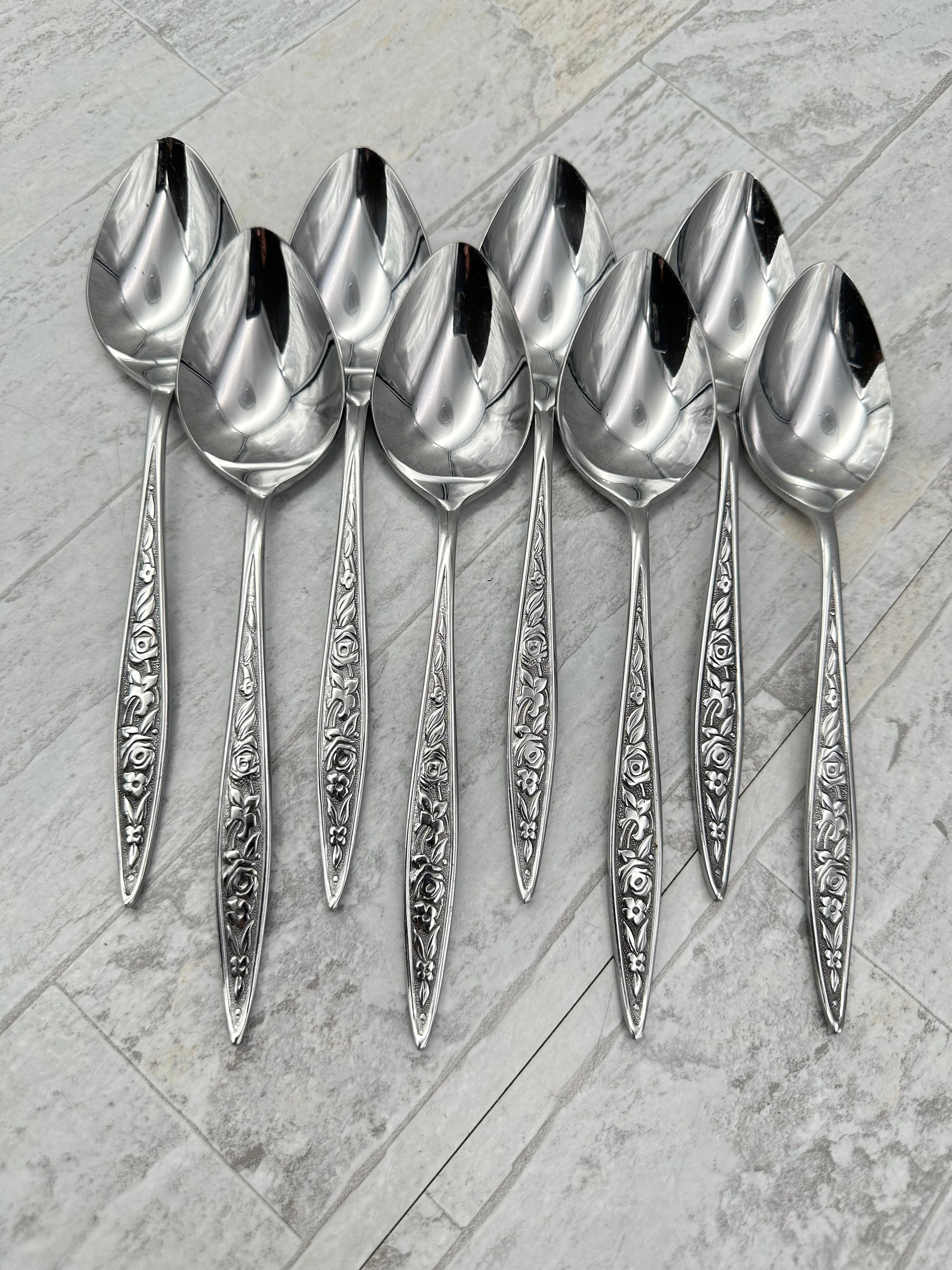 Vintage Stainless Flatware, Ekco Eterna Santiago MCM Floral