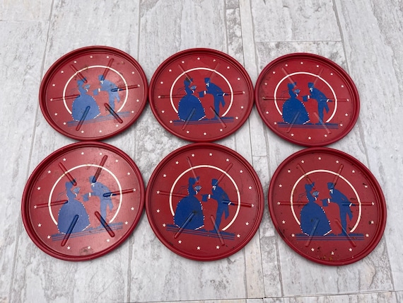 Vintage Art Deco Coasters set, silhouette Home Decor, Shabby Chic