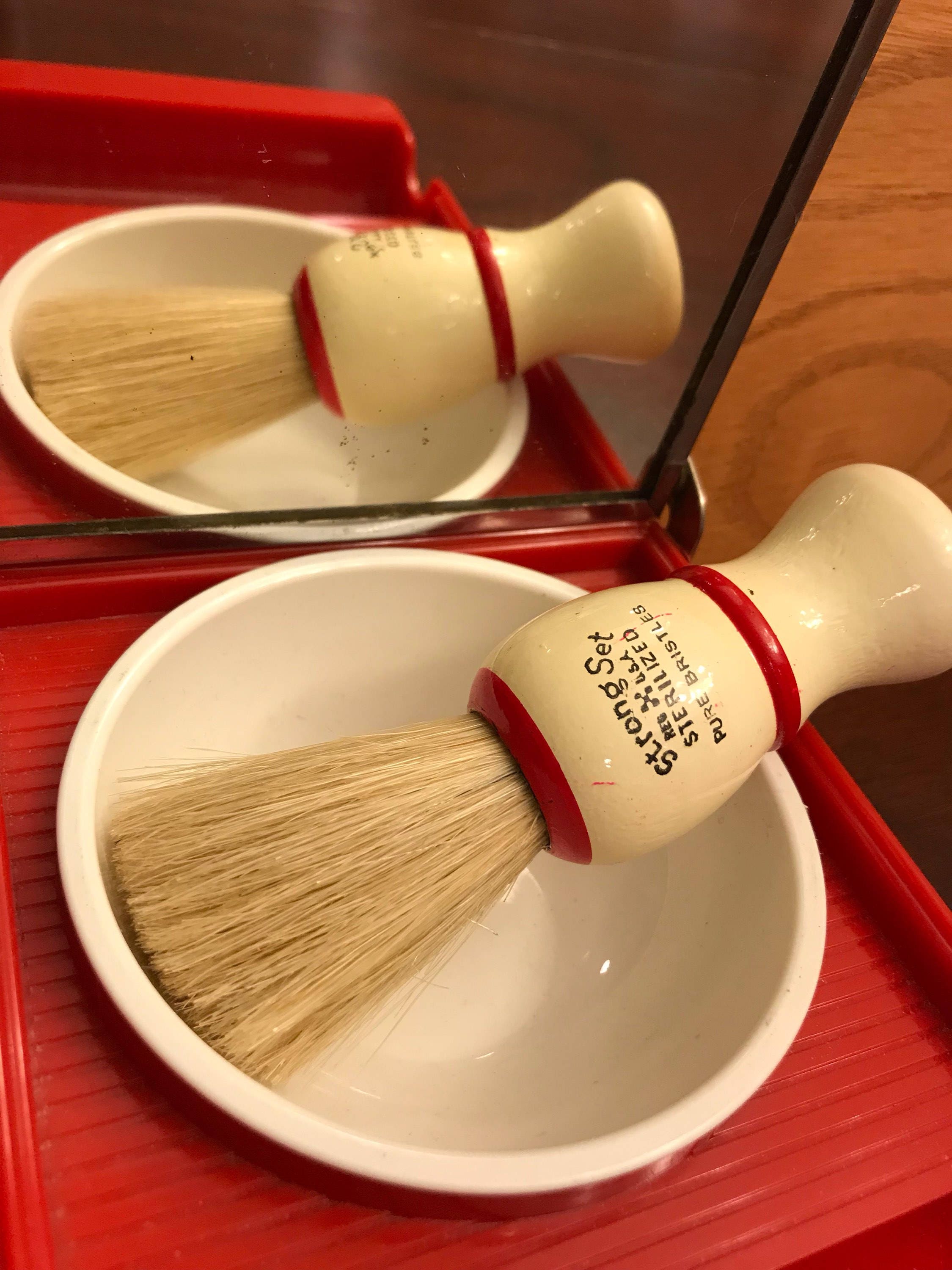 Vintage Shaving Set, Horse Head cover, 1950's StanLite Portable