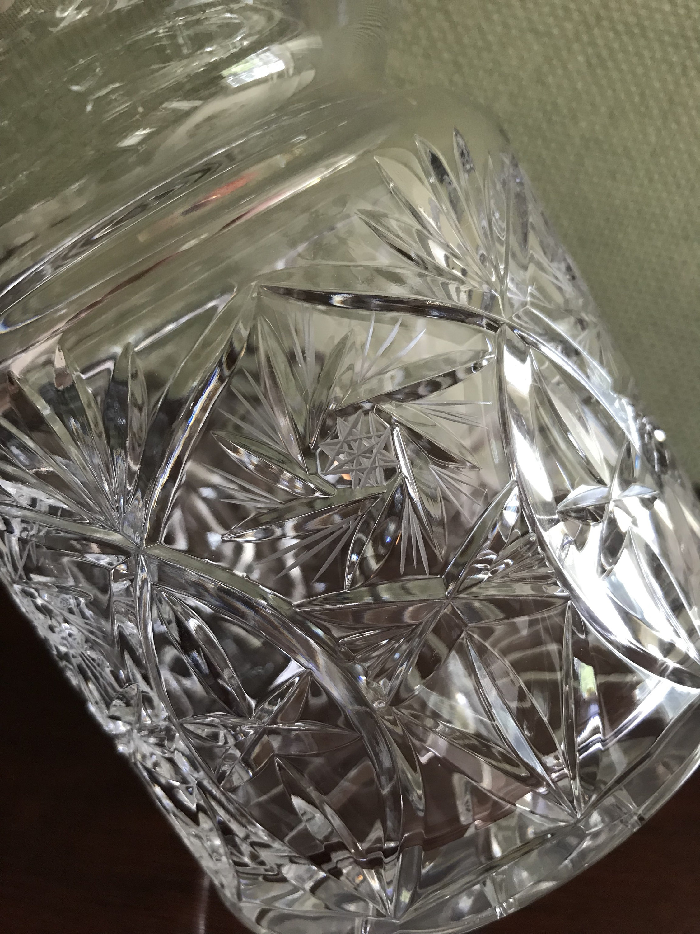 Vintage Crystal Candy Jar, Whirling Star and Fan design, Lead Crystal