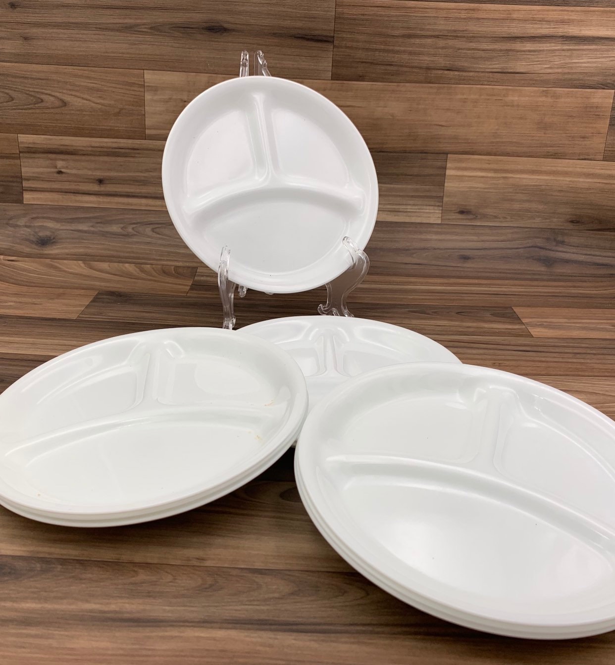 Vintage Corelle divided Plate set, Small Corelle White plates, Vintage