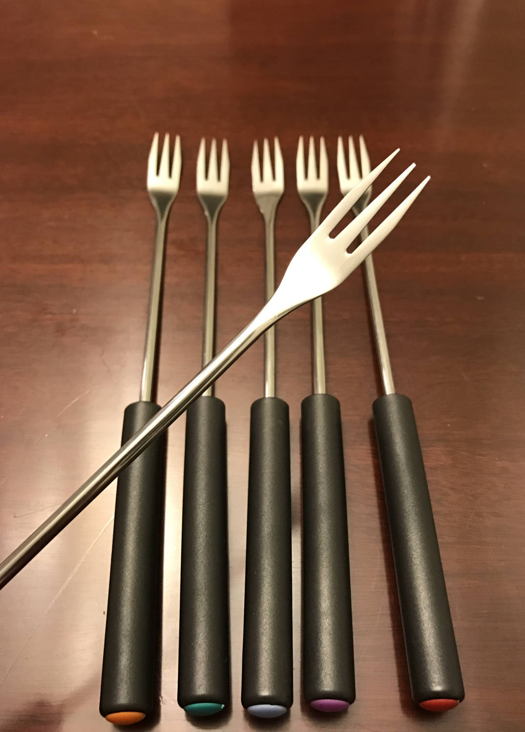 Fondue Forks stainless steel with Color Dots, Cheese Fondue Forks