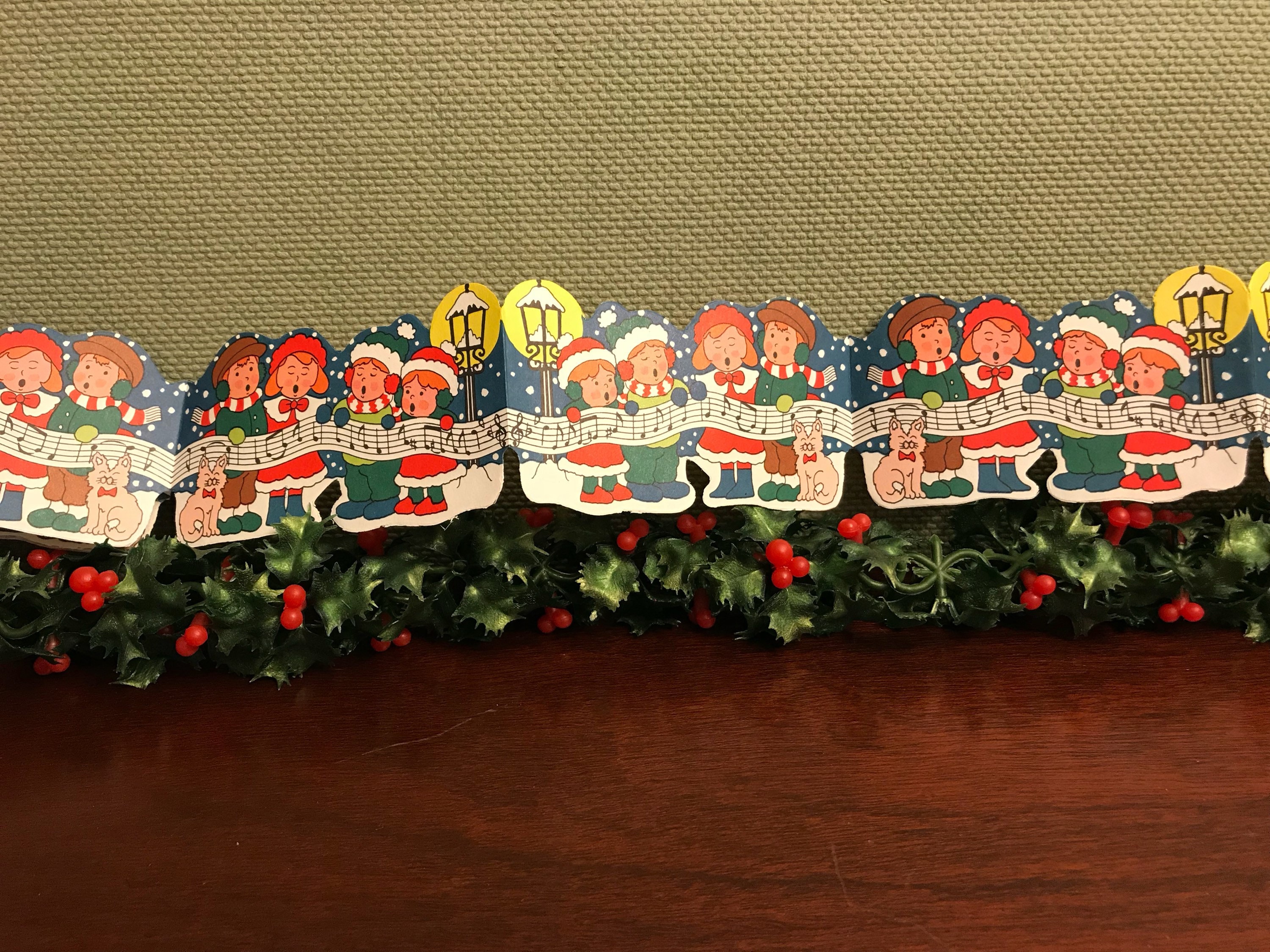 Vintage Christmas Carolers Paper Garland, Party Garland Christmas Decor