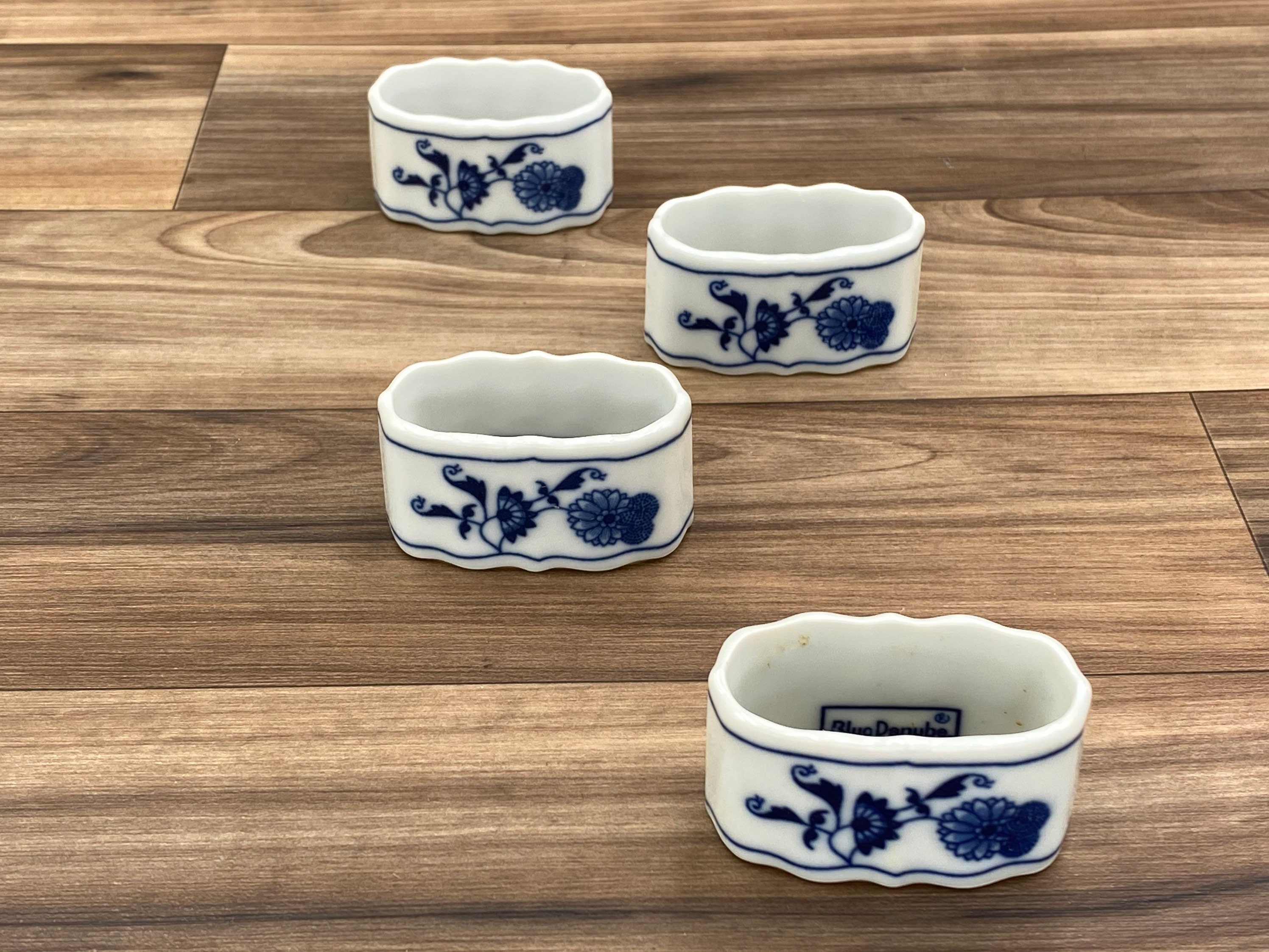 Blue Danube Porcelain Napkin Rings, Set of 4, Vintage Tableware