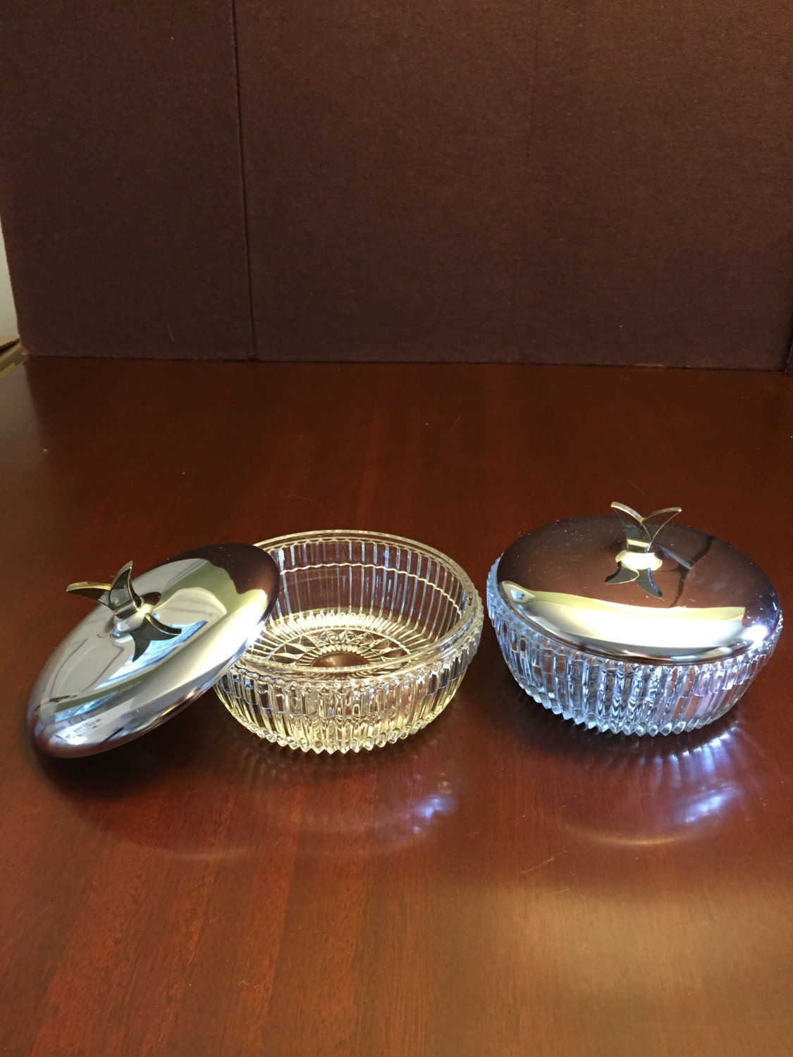 Kromex pressed glass covered Dishes in very good condition.