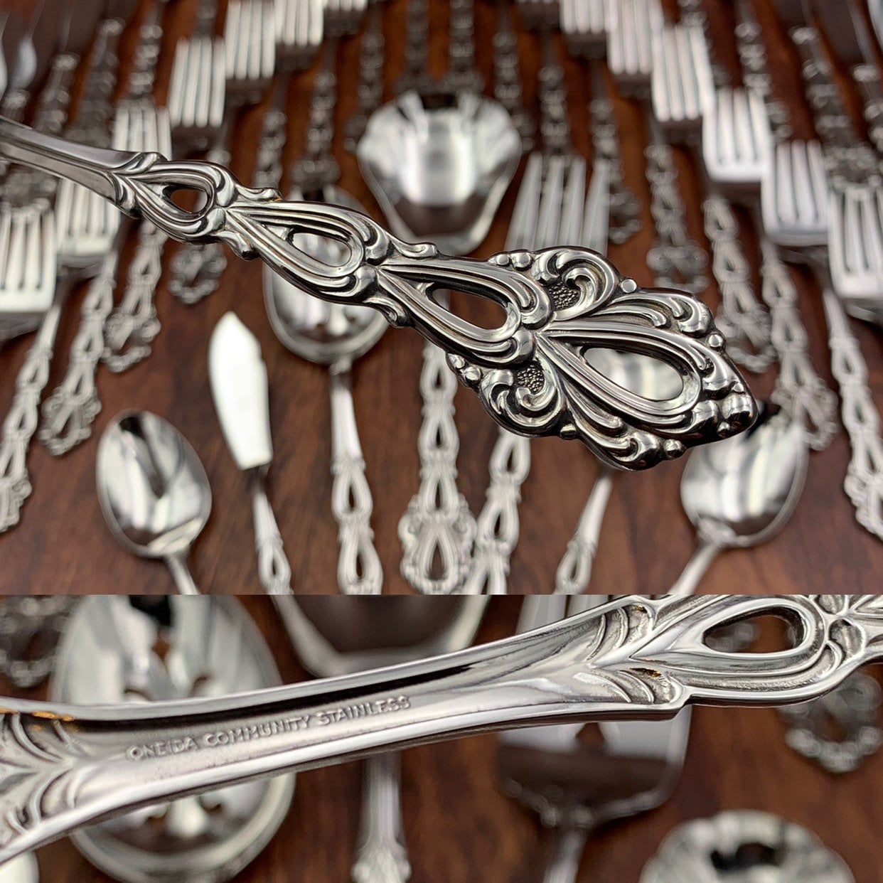 RARE Oneida Stainless Flatware set, Service for 12 Vintage Silverware