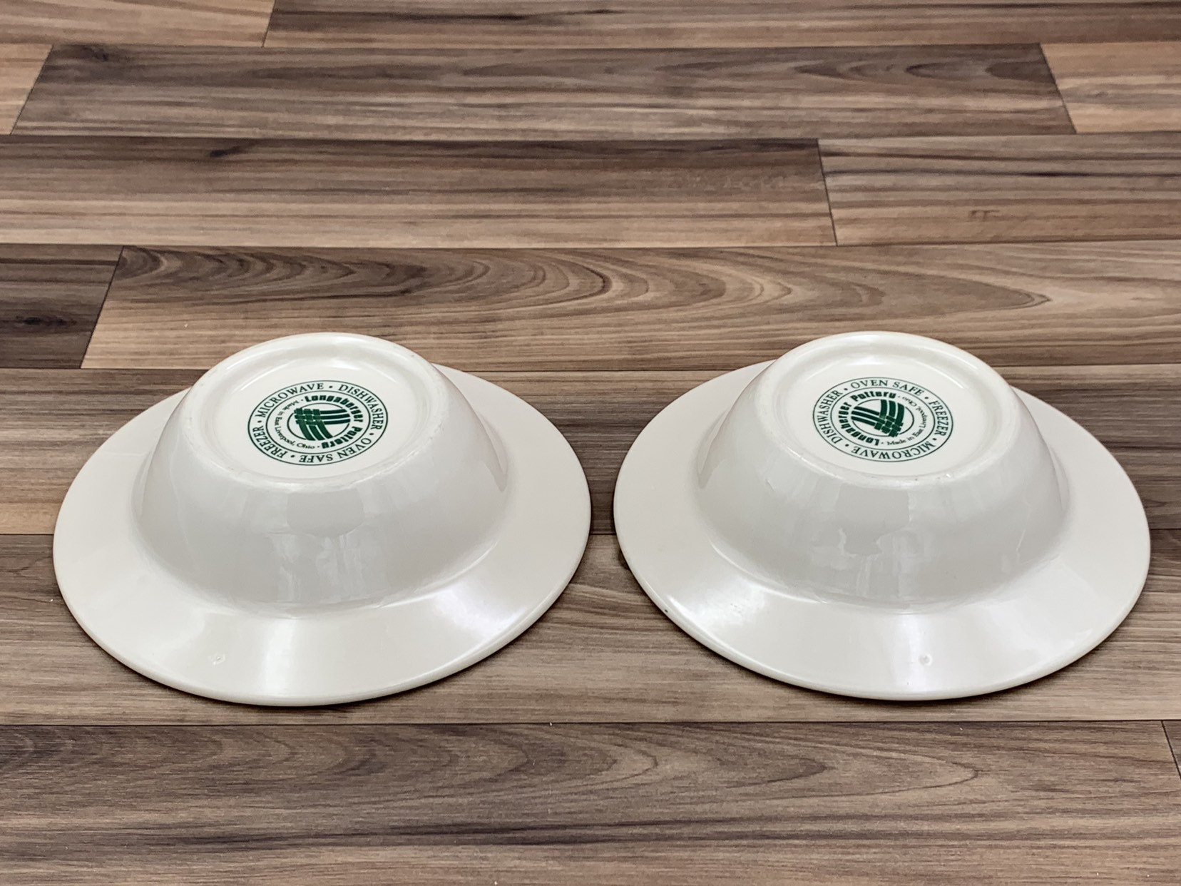 Vintage Longaberger Pottery Bowls Woven traditions Heritage green Set of 2