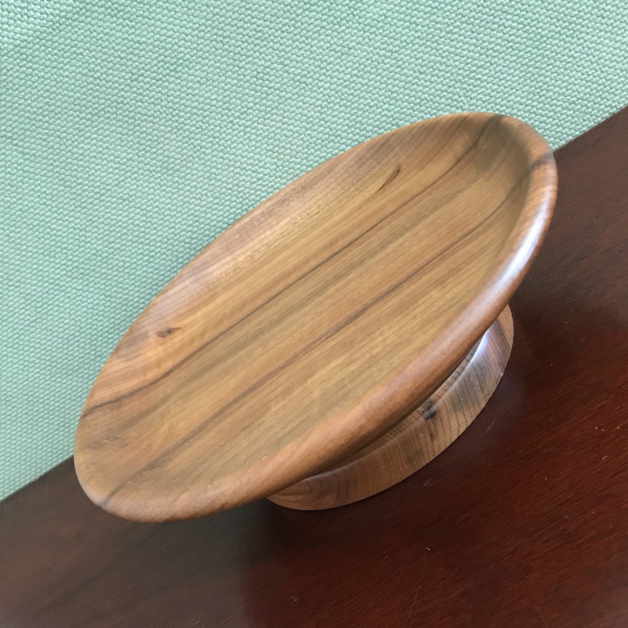 Vintage Lazy Susan, Myrtlewood Revolving serving plate, Myrtle wood