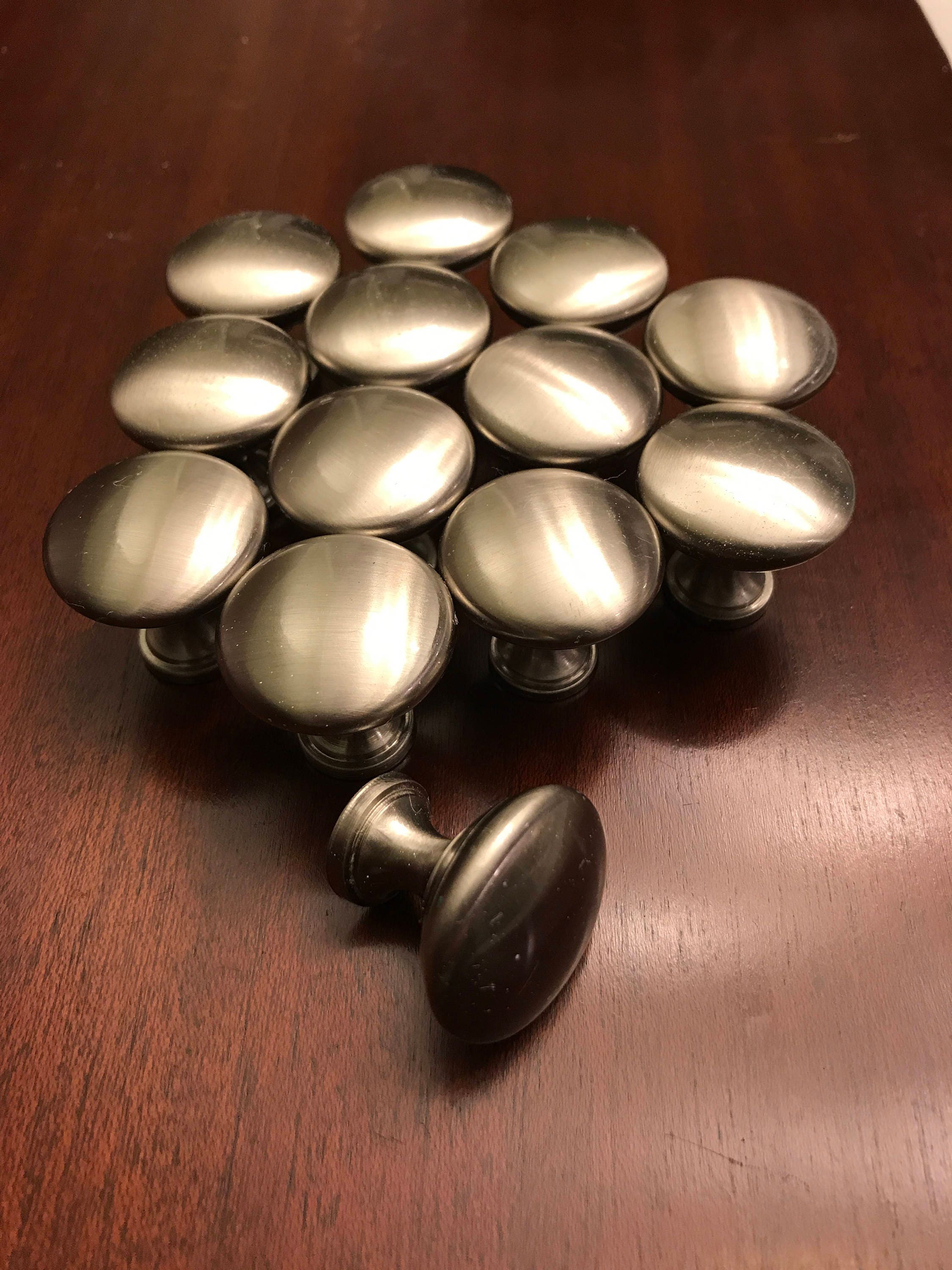 Knobs Drawer Pulls, Buuton knobs, Sets of 12, Satin nickel