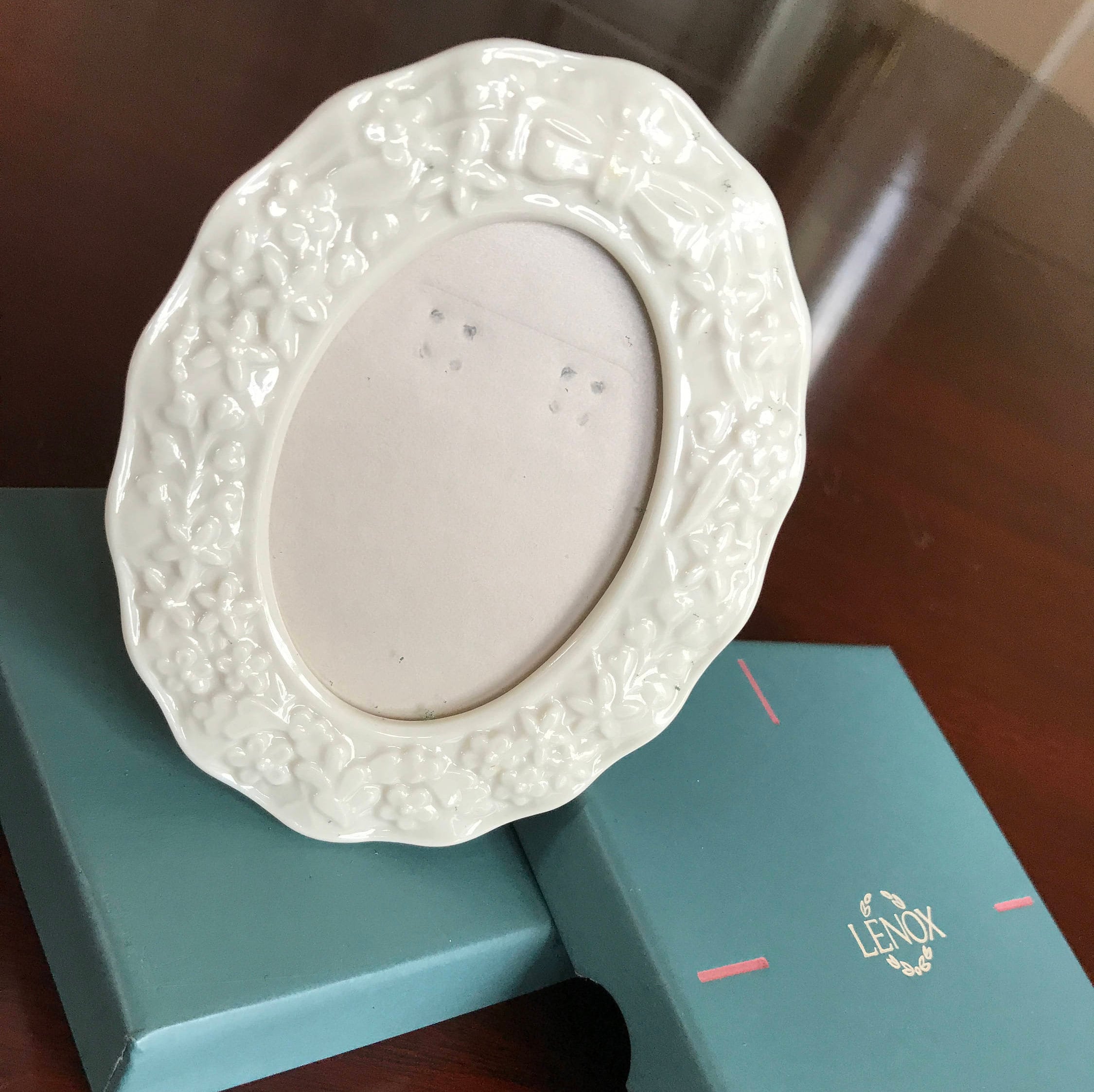 Vintage Lenox Photo Frame, Wedding Promises Photo Frame, Oval porcelain