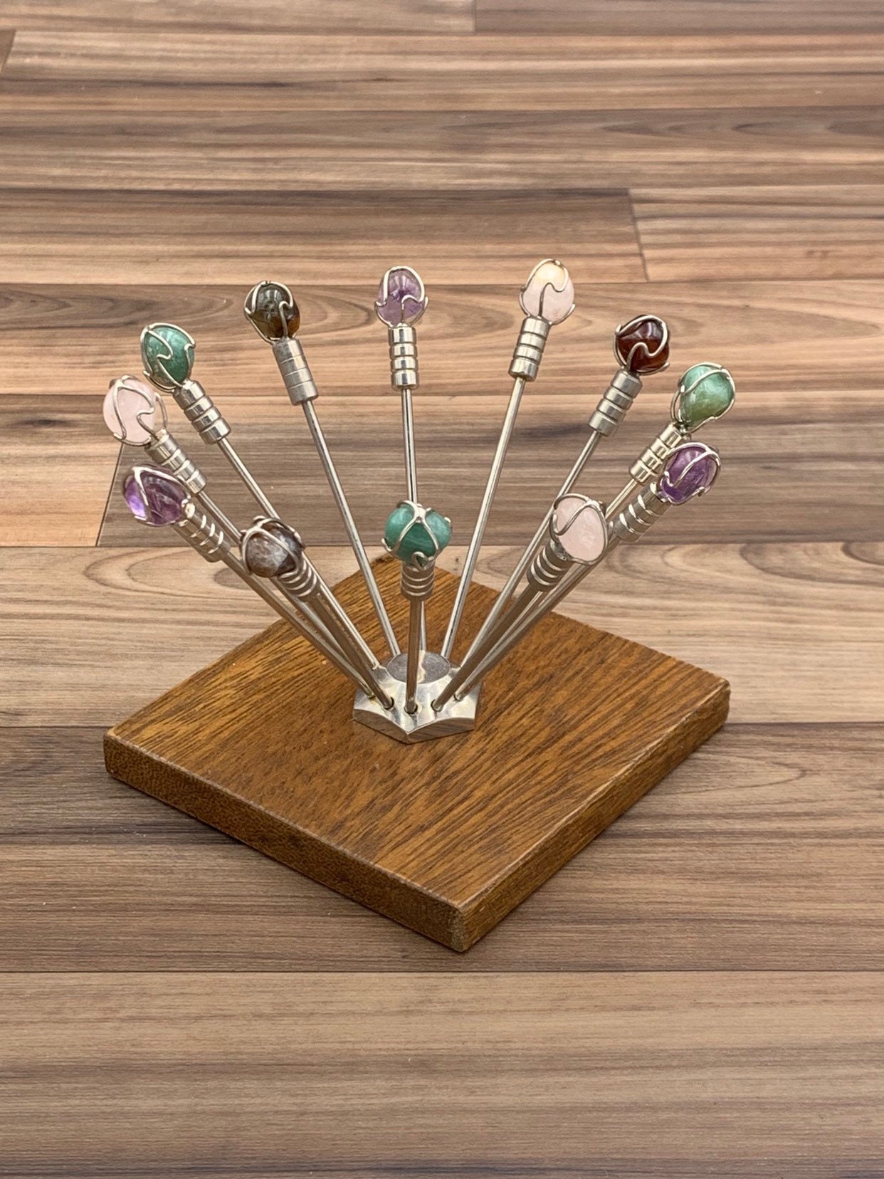 Vintage Semi Precious Stones appetizer Picks, cocktail Skewers Jeweled