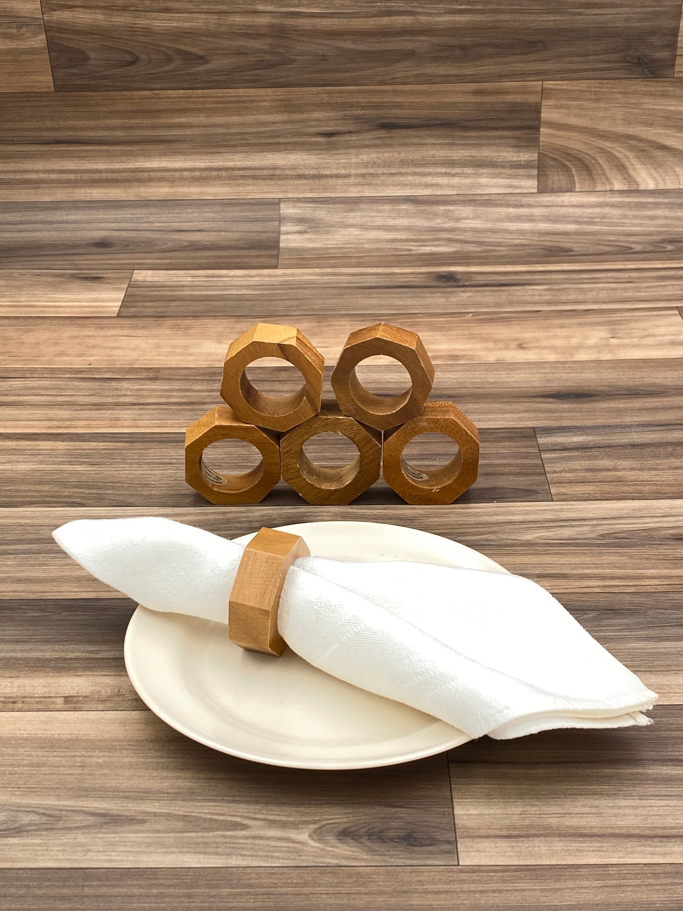 Rustic Wood Napkin Rings, 6 piece set, Octagon Napkin Ring, Rustic home