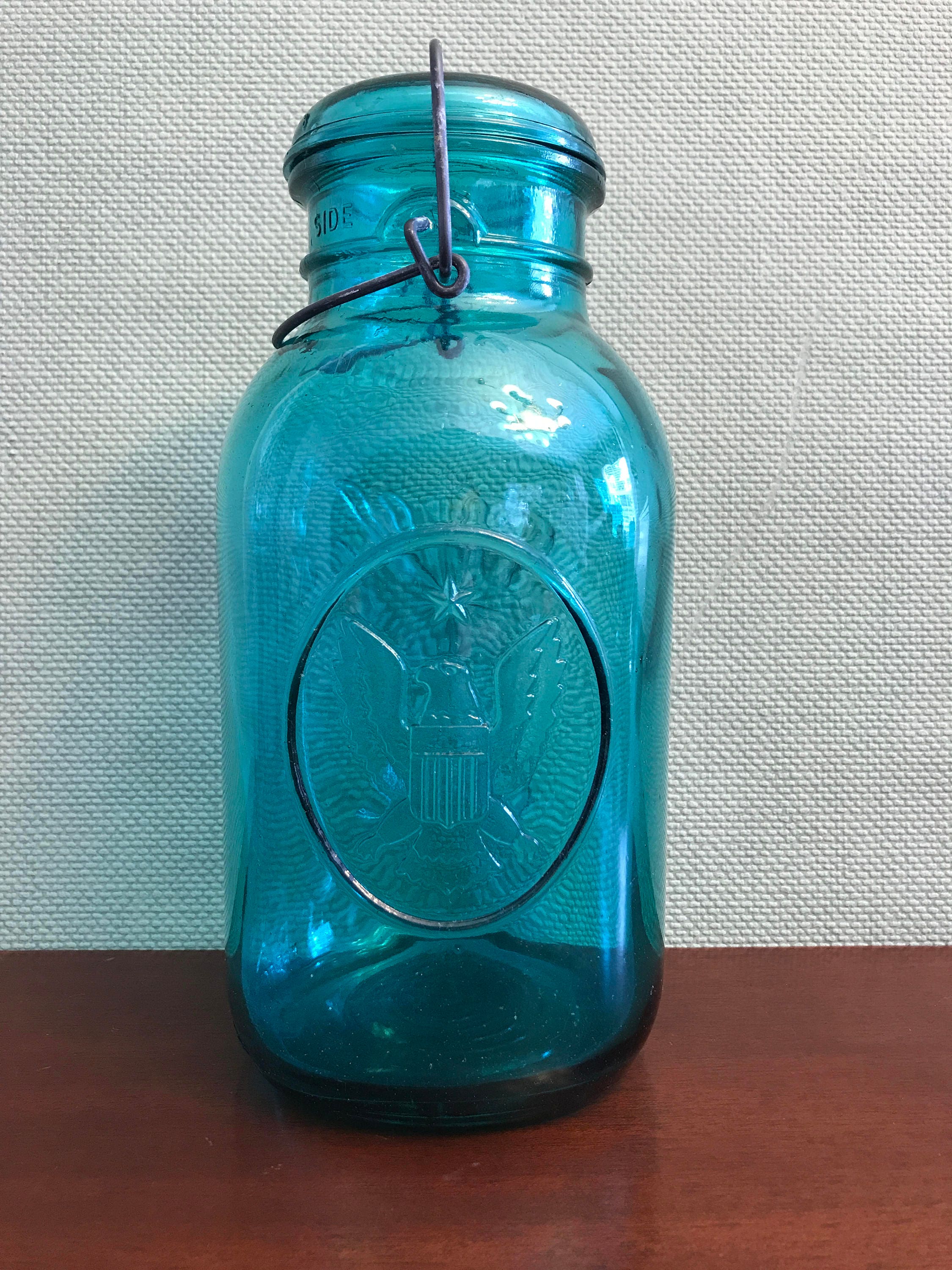 Blue Ball Jar, Vintage Ball Ideal Storage Jar, Turquoise Mason Jar
