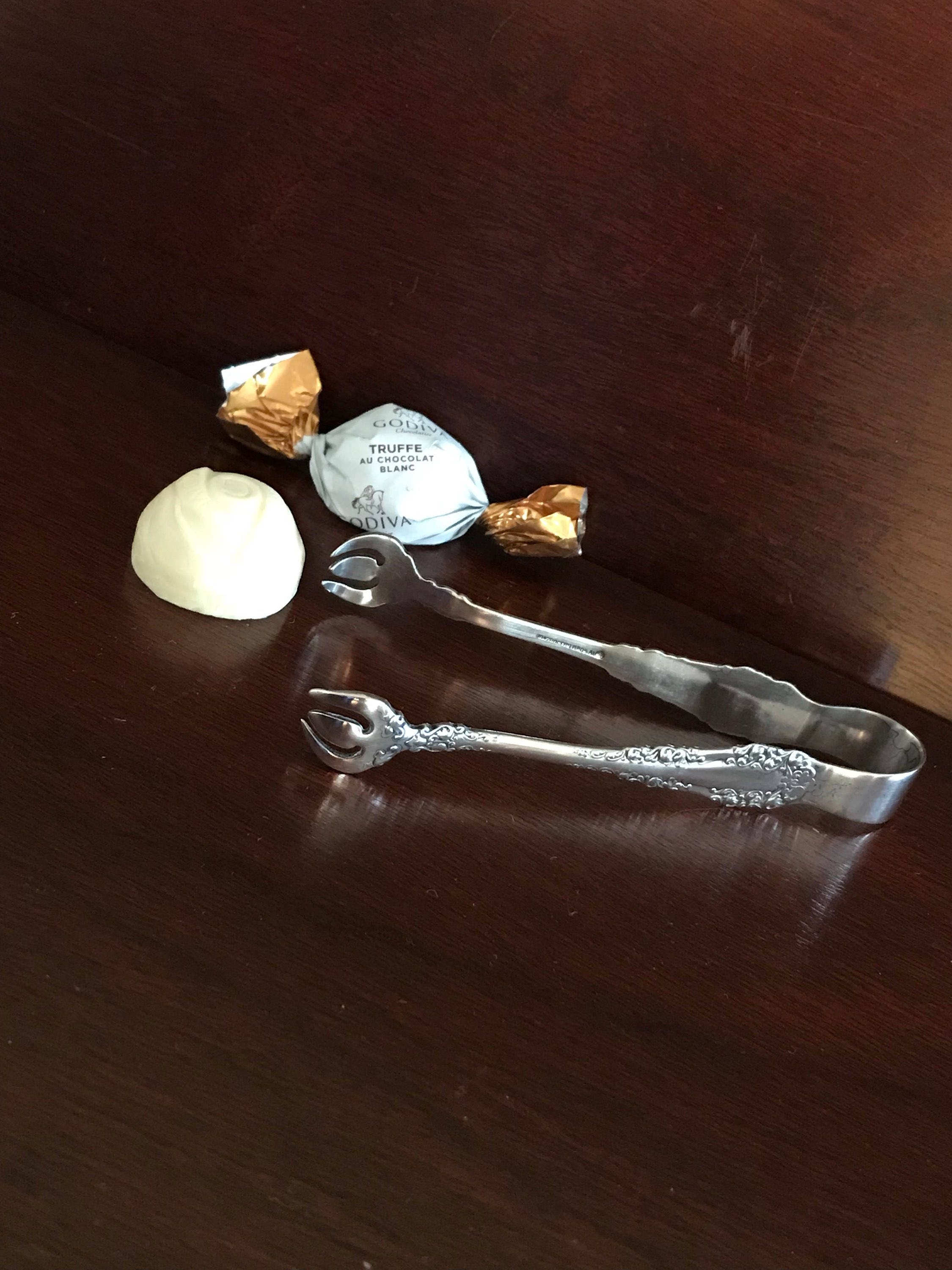 Antique Silver Sugar Tongs, C 1897, Rogers Bros Berkshire Sugar Tongs