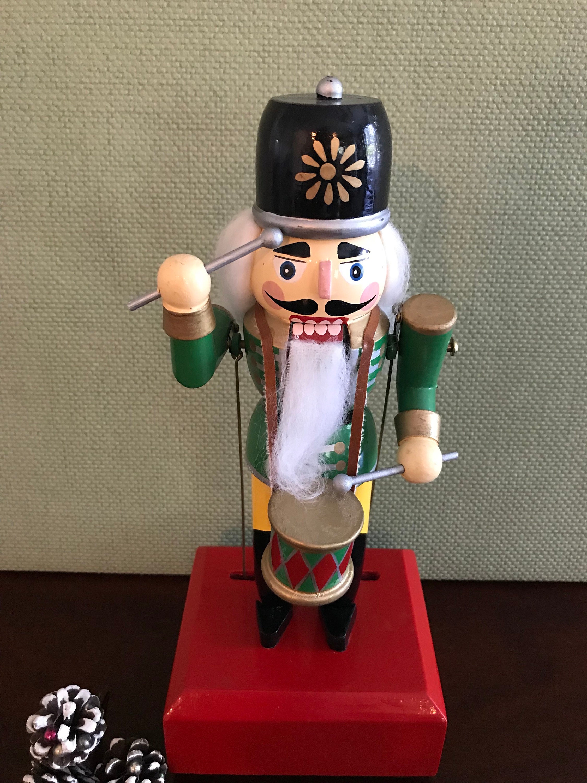 Vintage Musical Toy soldier with Drum Nutcracker with movement