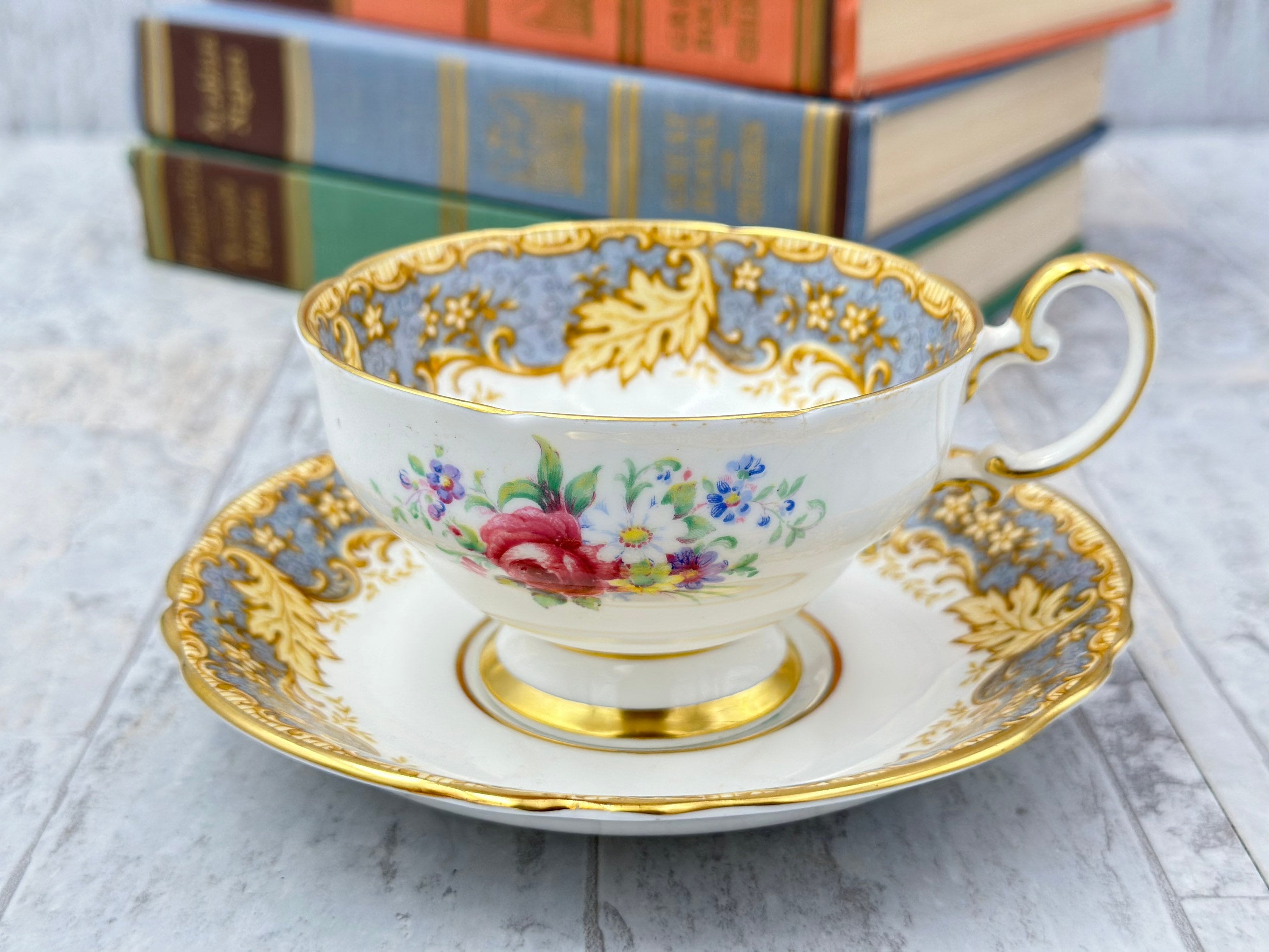 Elegant Ceramic Coffee Cups, Afternoon British Tea Cups, Unique Iris F