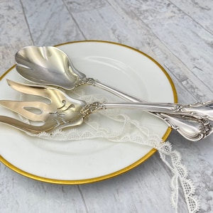 Antique Sterling Silver Salad Serving set, Gorham Chantilly 1895, Wedding gift