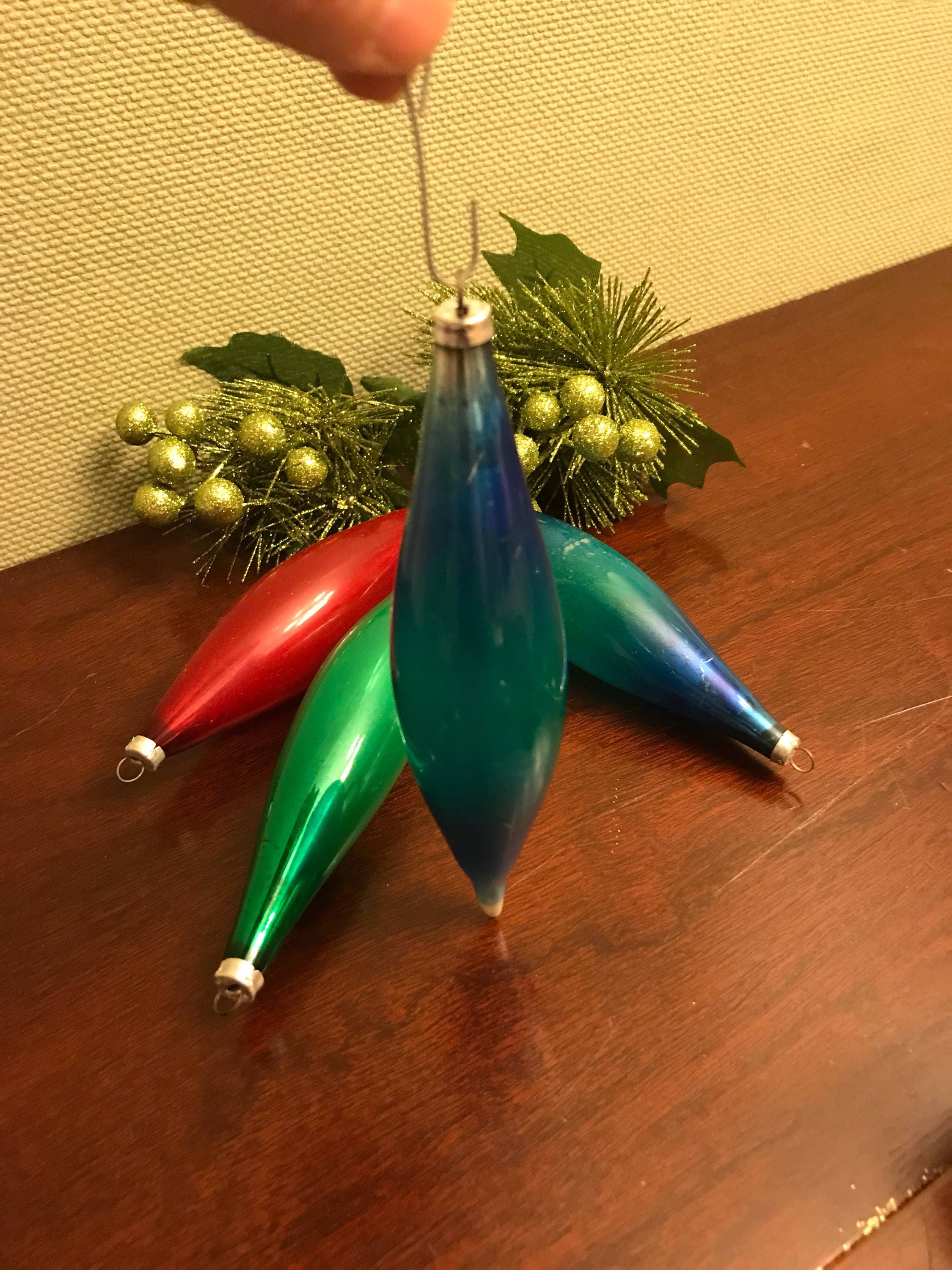 Vintage Glass Tree Ornaments, Hand made Glass ornaments, Christmas