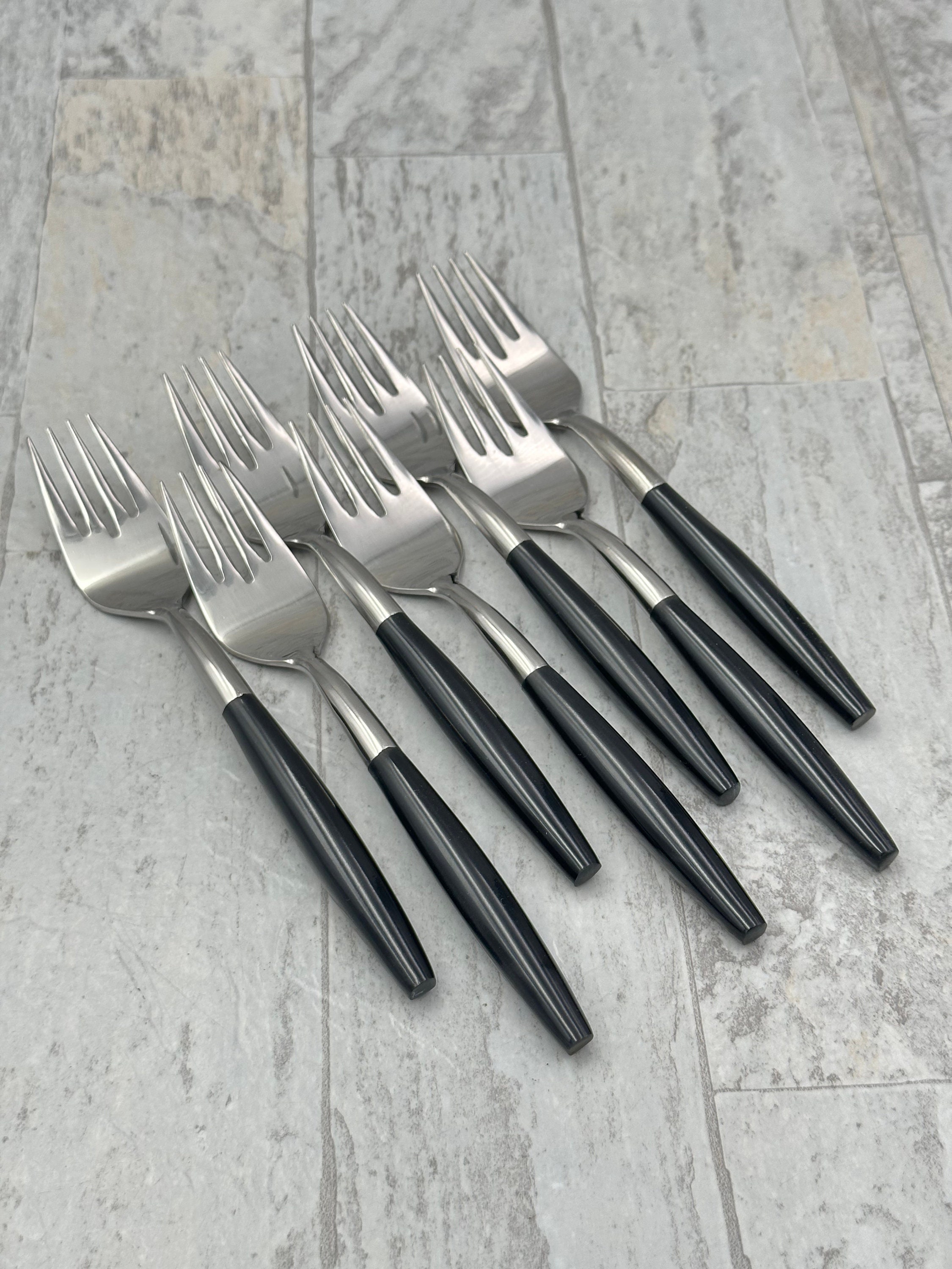 Black Handle Flatware Set, Tru-tone by Princess, Complete Service for 8,  Stainless Steel Japan 