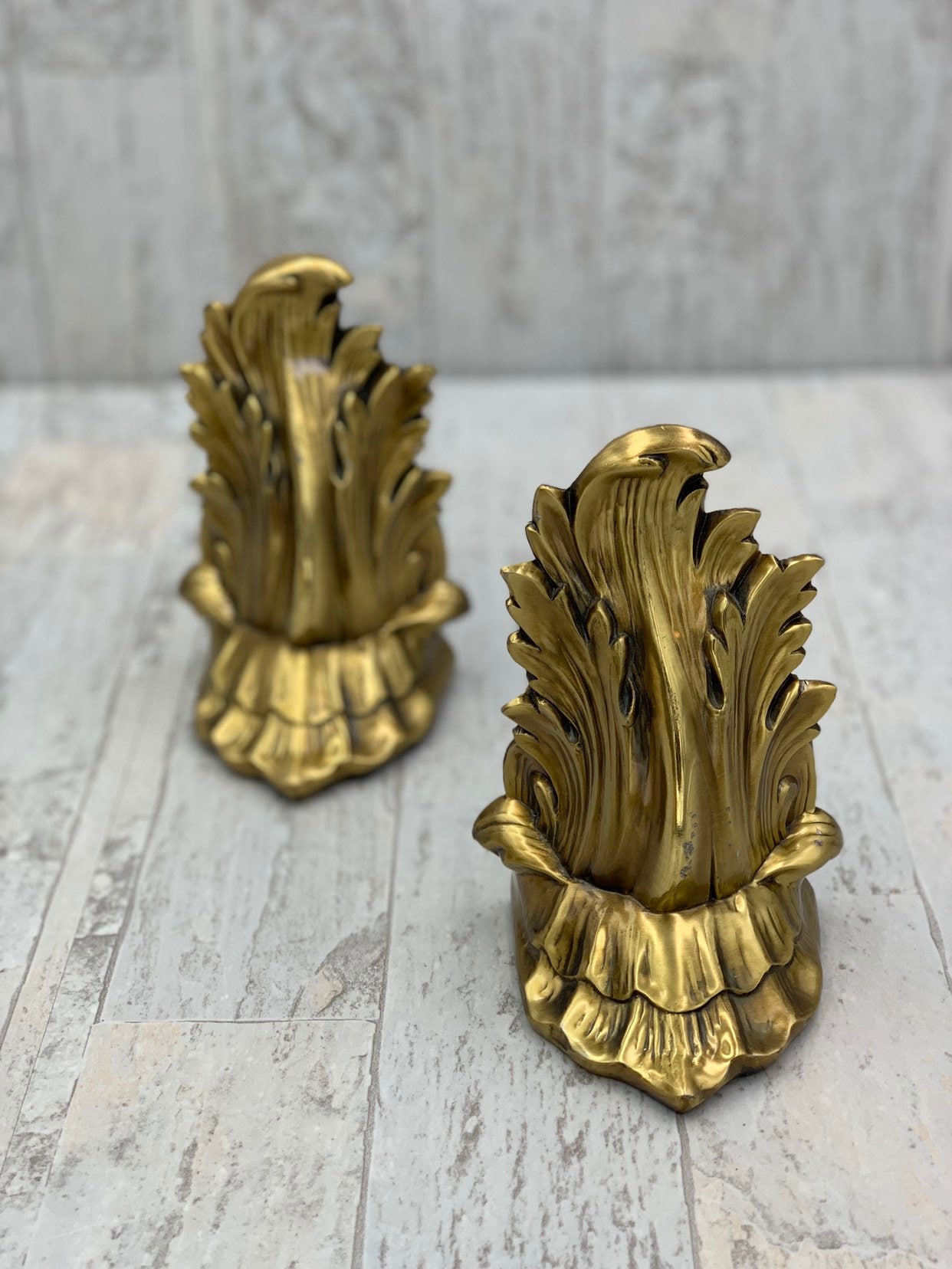 Vintage Gold Bookends, PM craftsman Hollywood Regency Gold Gilt