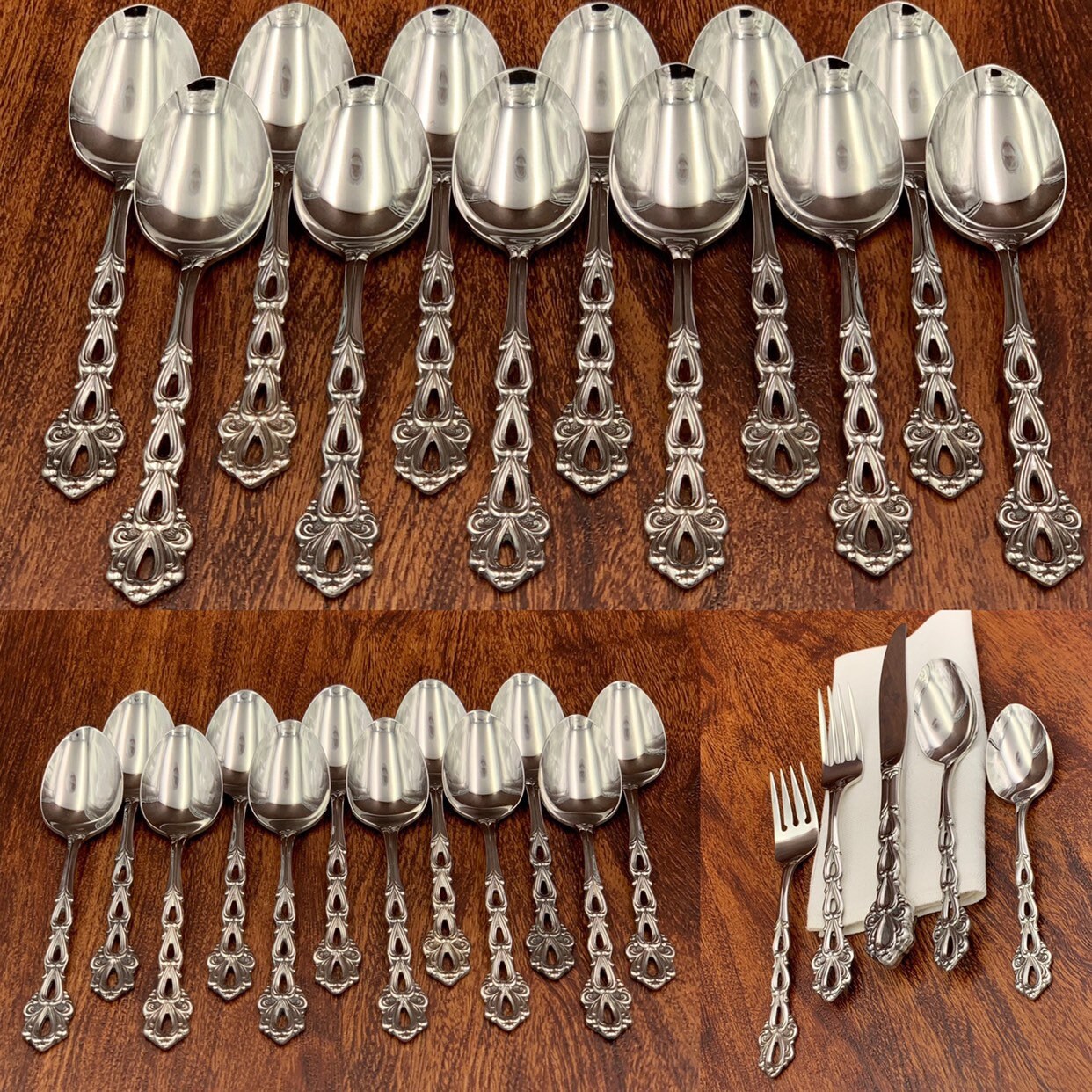 RARE Oneida Stainless Flatware set, Service for 12 Vintage Silverware