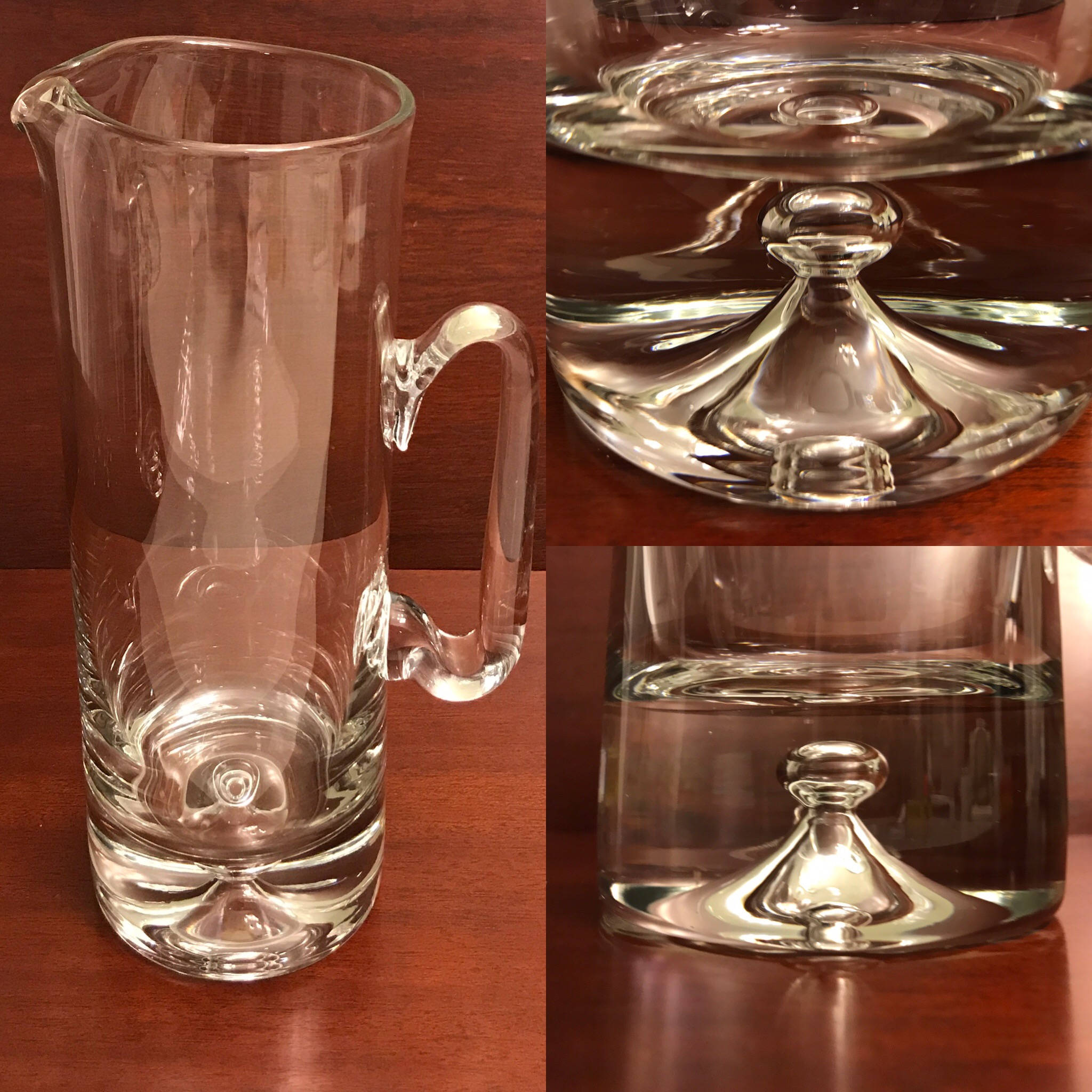 Mod Krosno Glass Pitcher, Suspended Bubble Art Glass, Bubble Glass