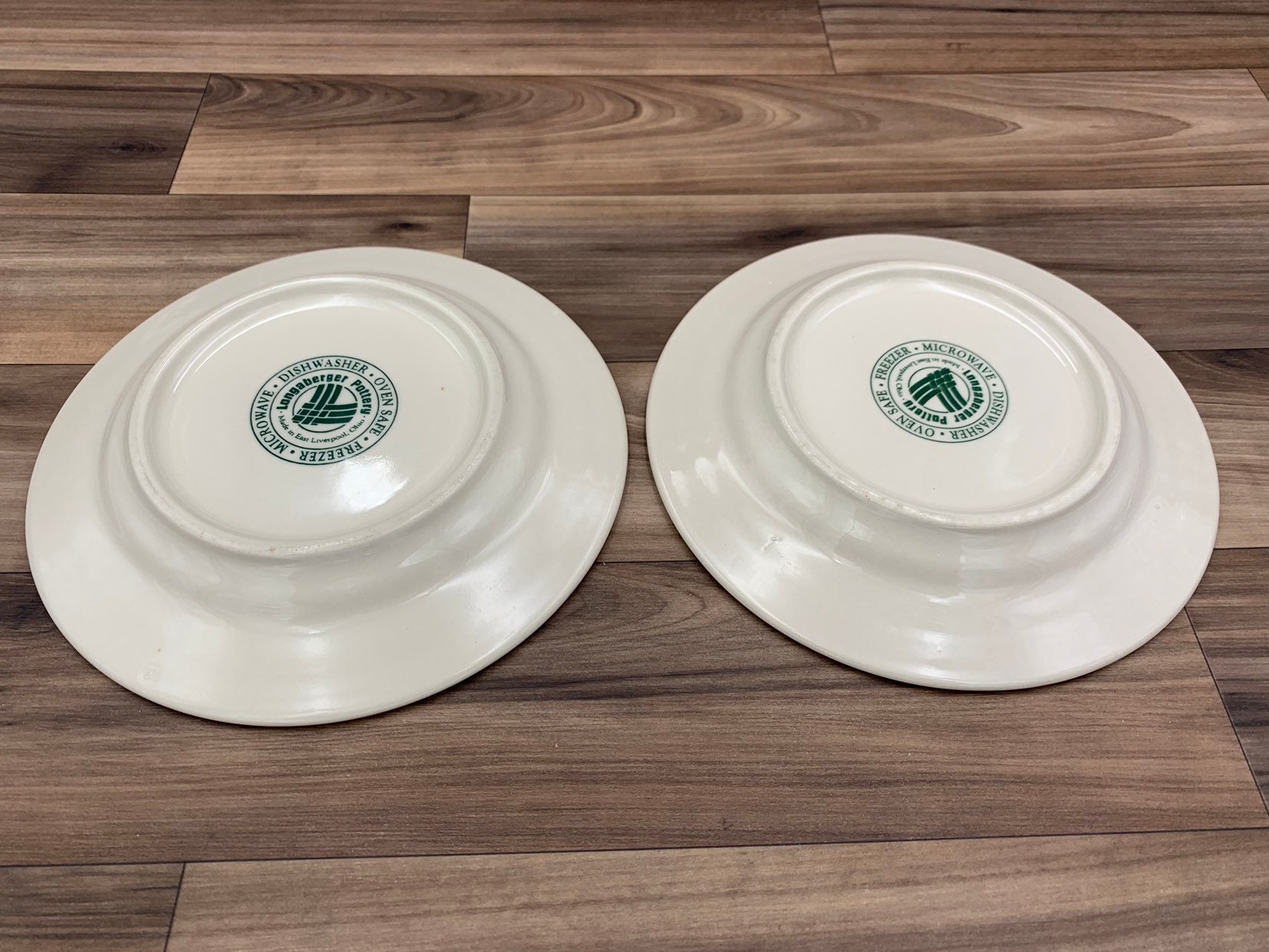 Vintage Longaberger Pottery Plates Woven traditions Heritage Green Set