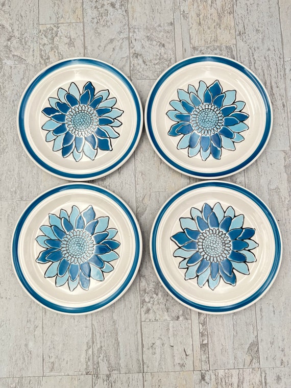 Vintage Ironstone Salad Plates, Stylehouse Blue flower pattern