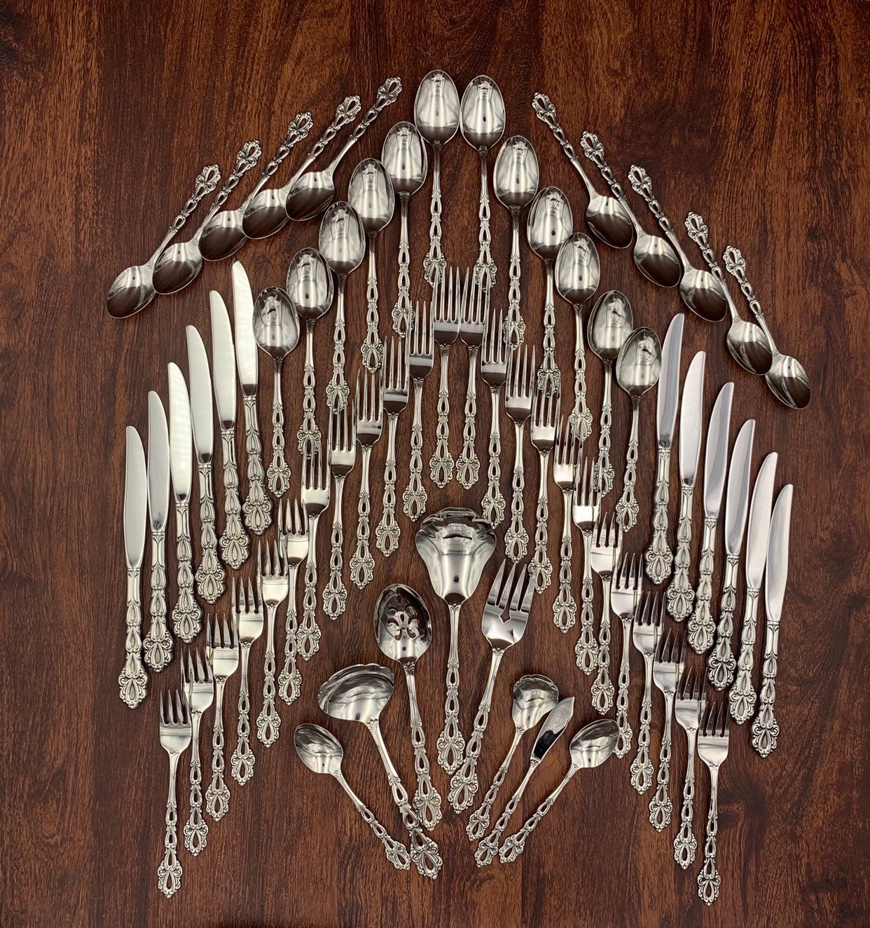 RARE Oneida Stainless Flatware set, Service for 12 Vintage Silverware