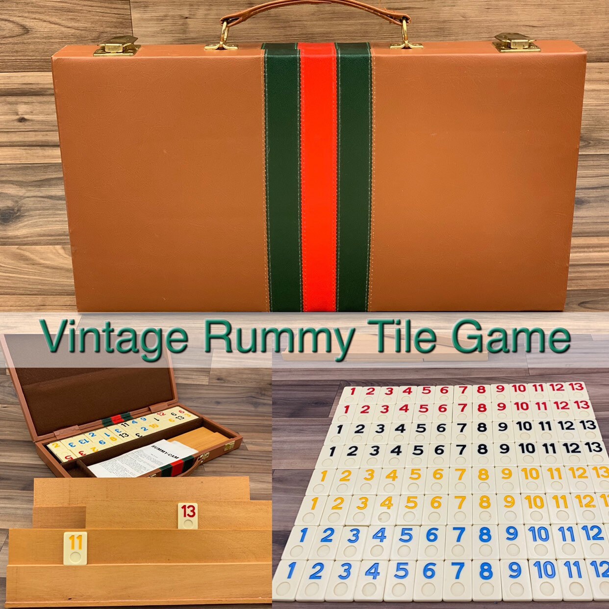 Vintage Rummy tile Game in carrying case, Rummikub Rummy Cam Retro card