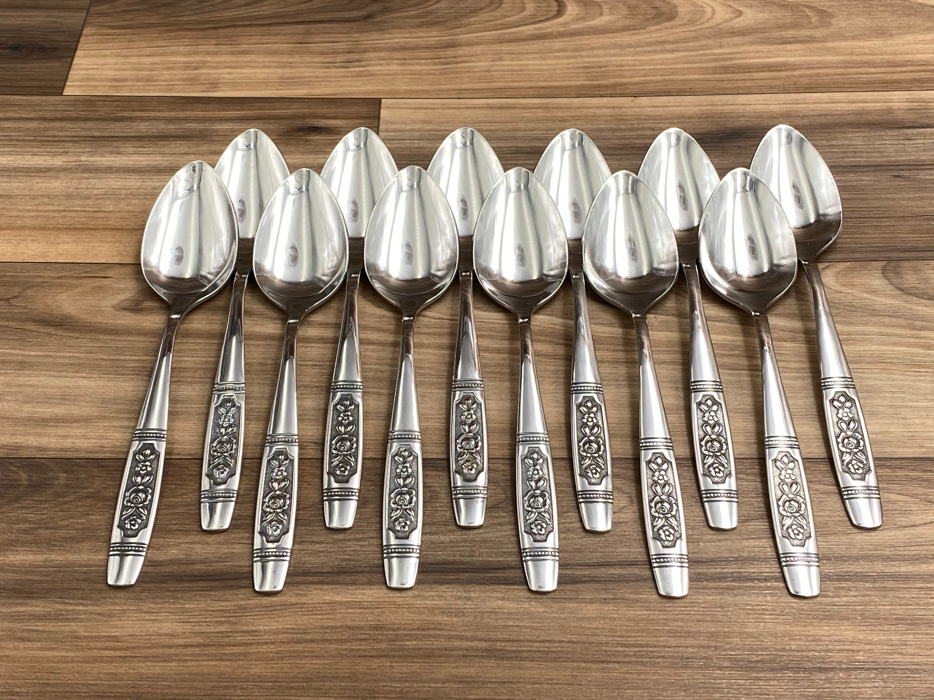 Vintage Floral Flatware Set in storage Tray, MINT Oneida Profile