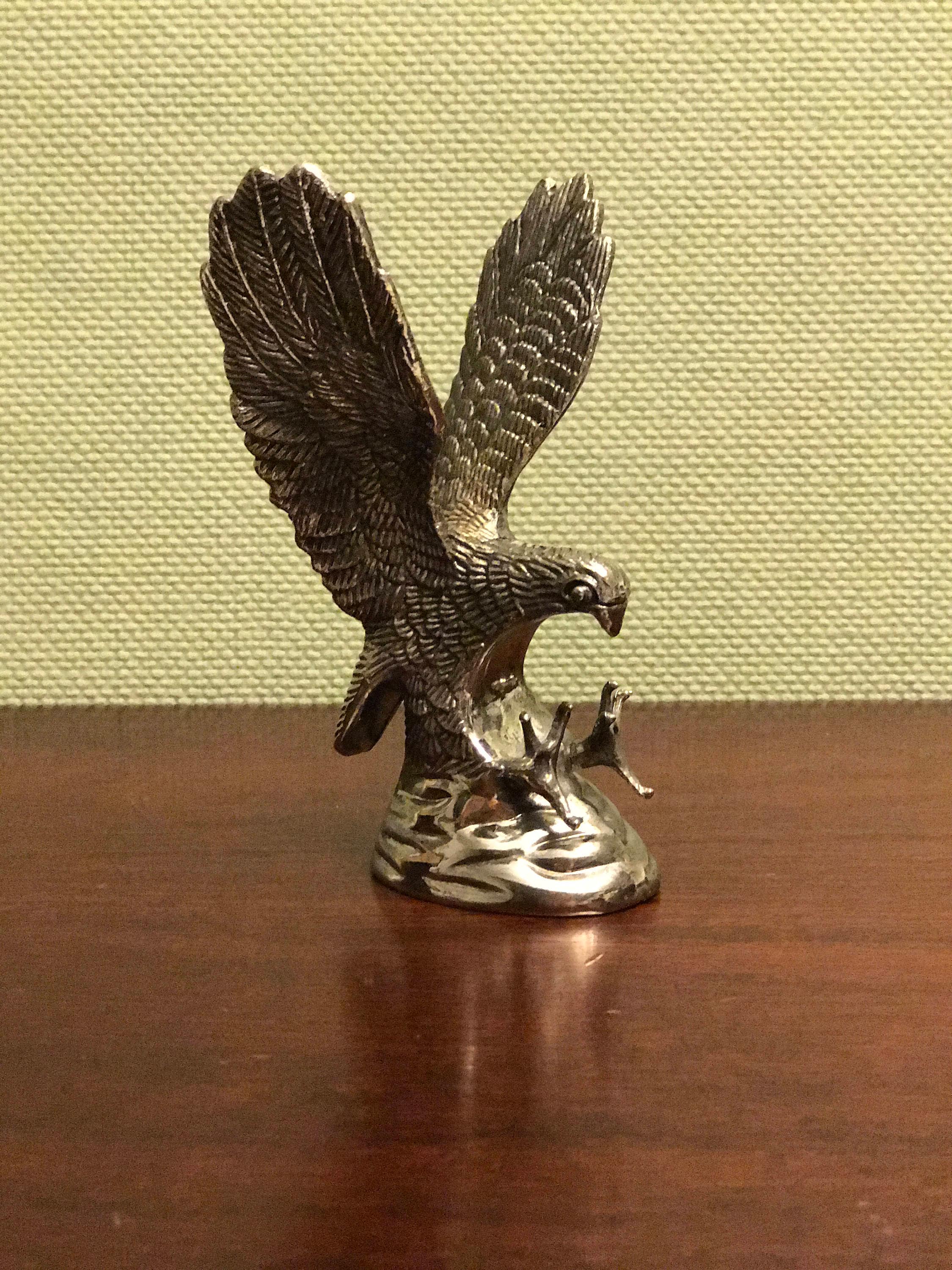 Vintage Eagle Figurine, Silver Plated Eagle in flight, Eagle