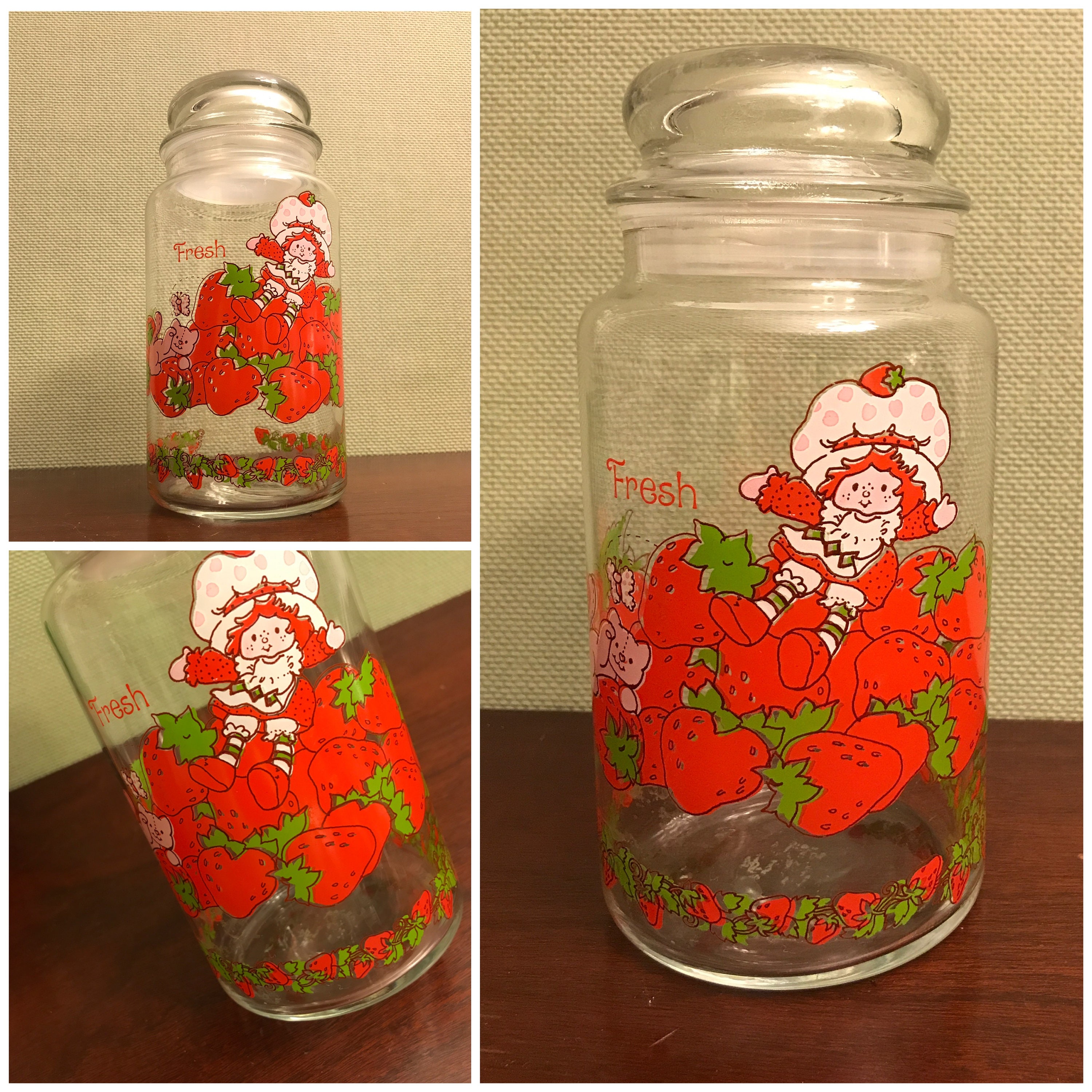 Strawberry Shortcake Large Glass Jar, Strawberry Shortcake Collectible