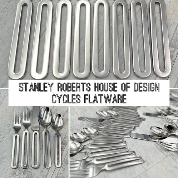 Vintage Stanley Roberts Cycles, MCM Flatware Set Mod Designer Silverware Set