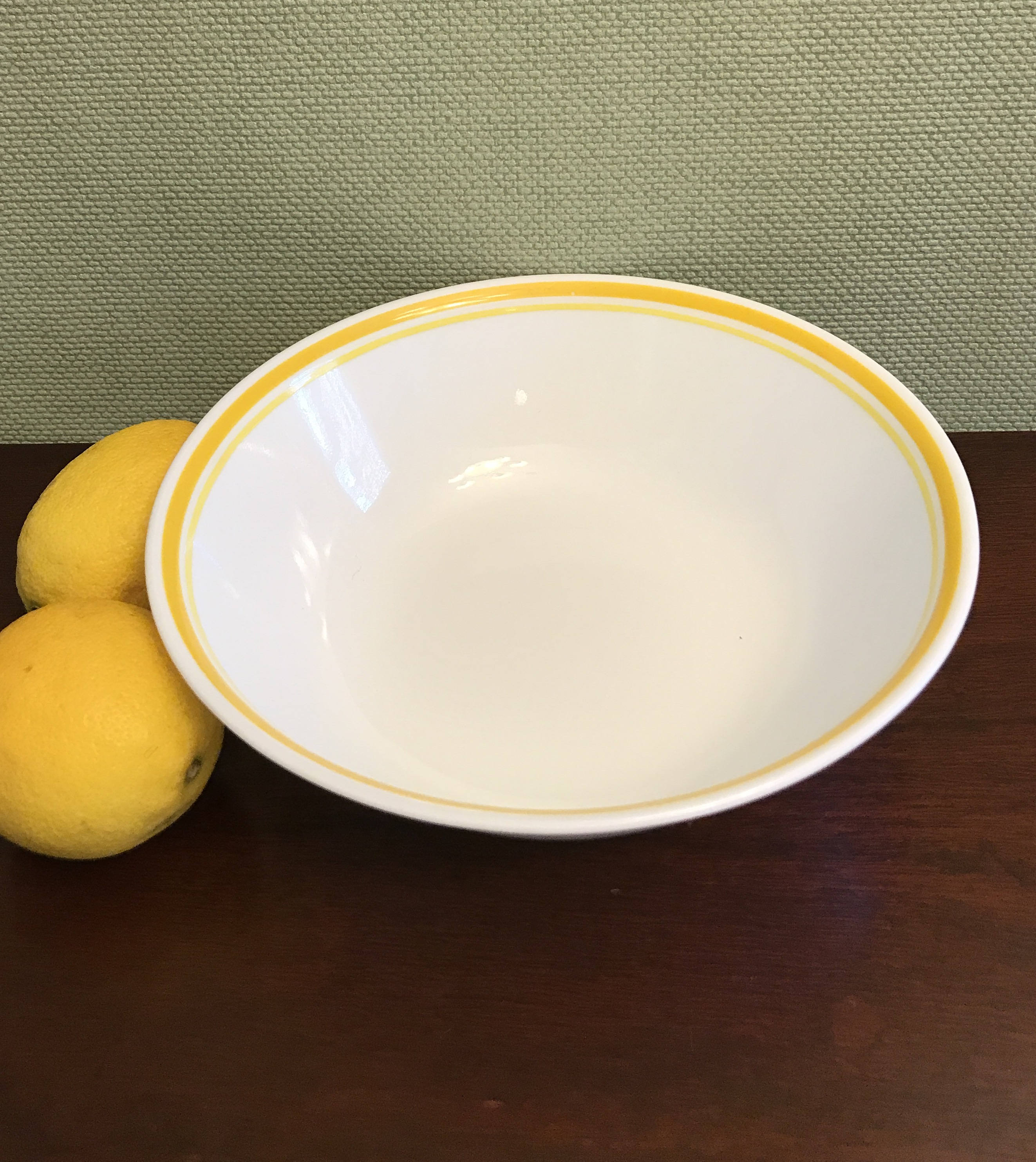 Corelle Citrus Dinnerware, Corelle Citrus Large serving Bowl, Yellow striped Corelle Dishes