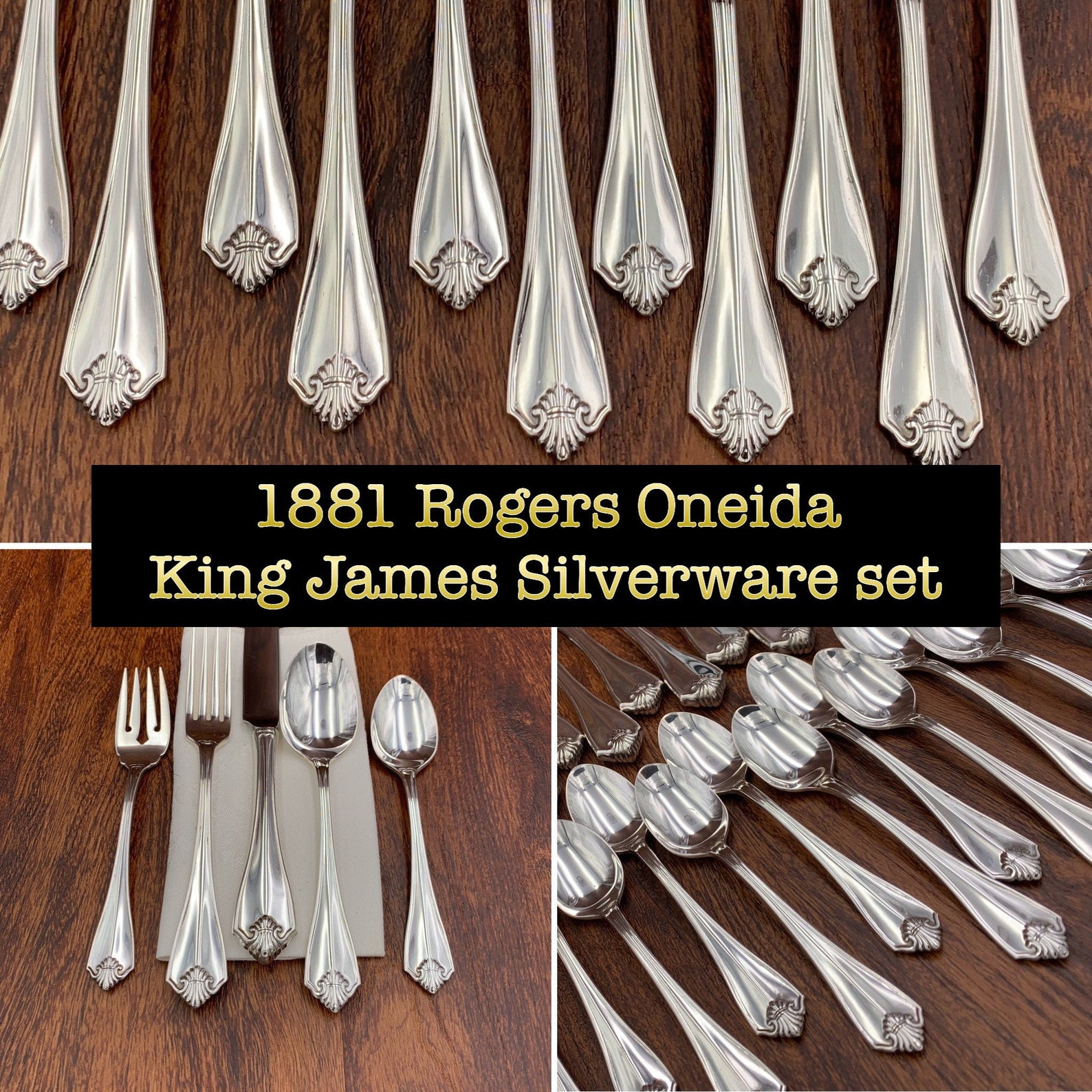 Vintage Oneida Silverware Set NEW Service for 8 King James Etsy