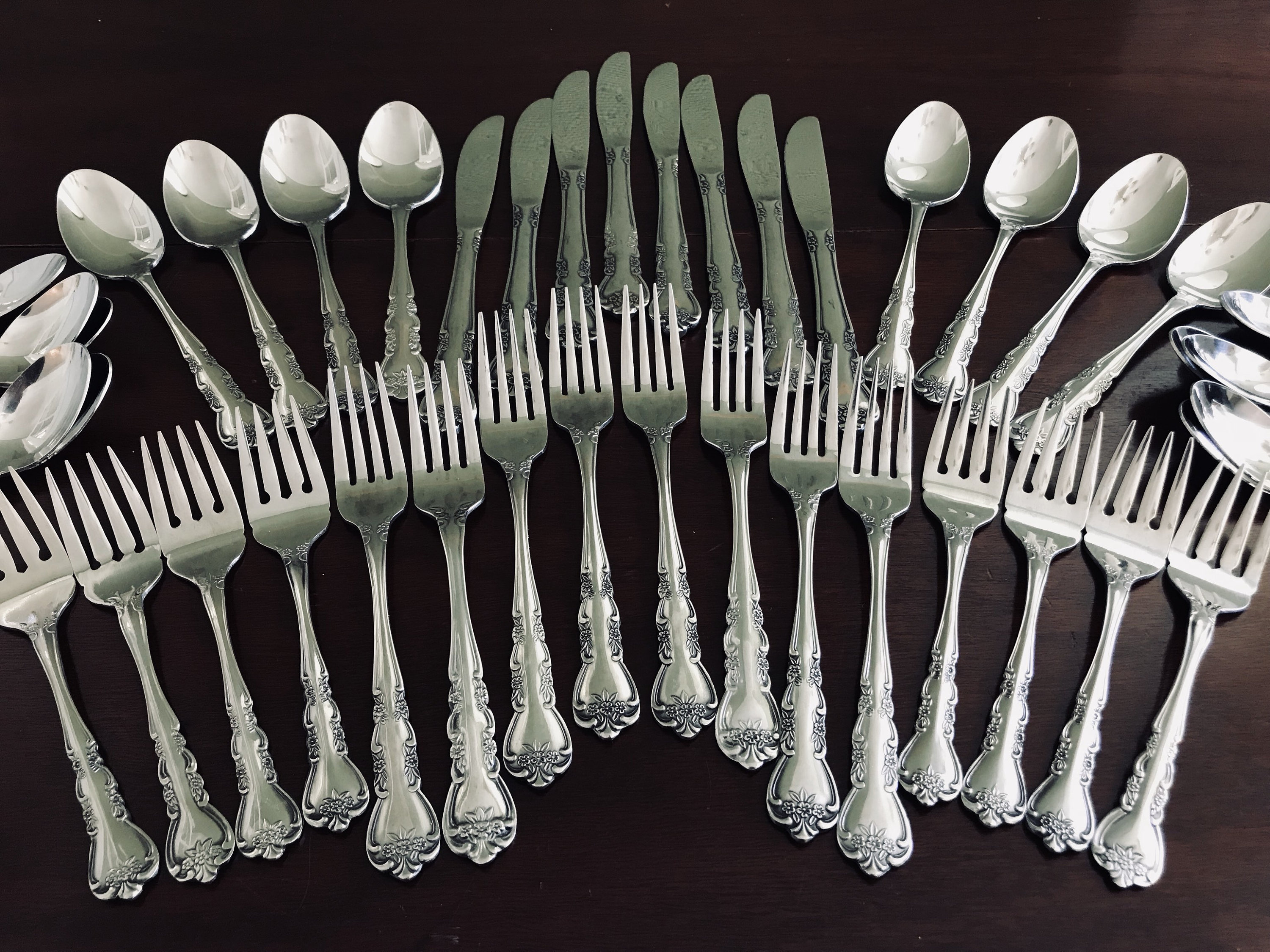 Vintage Stainless Flatware Set, Rogers Delight Flatware, Service for 8