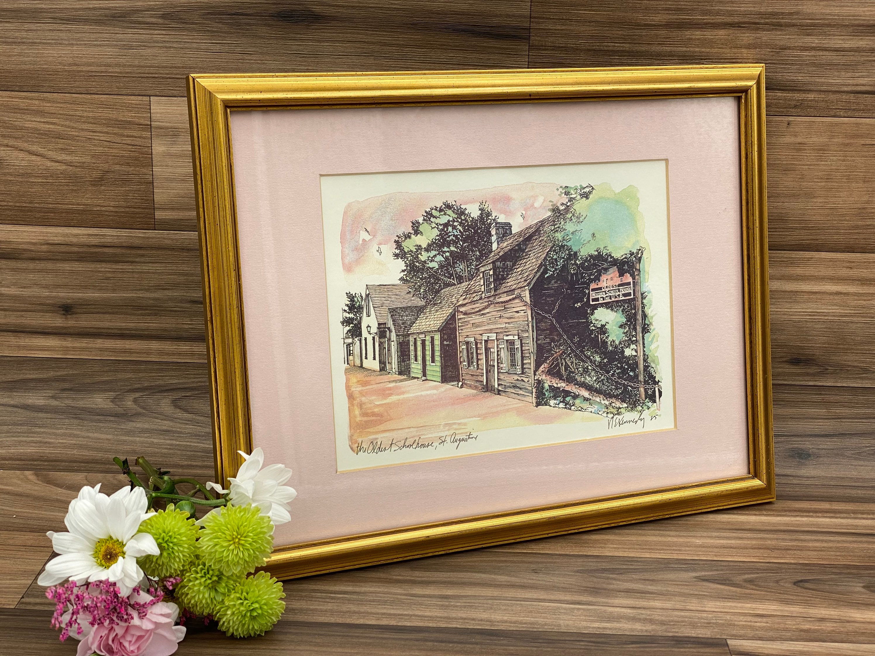 Framed Watercolor Print signed by Artist N E Kennedy The Oldest