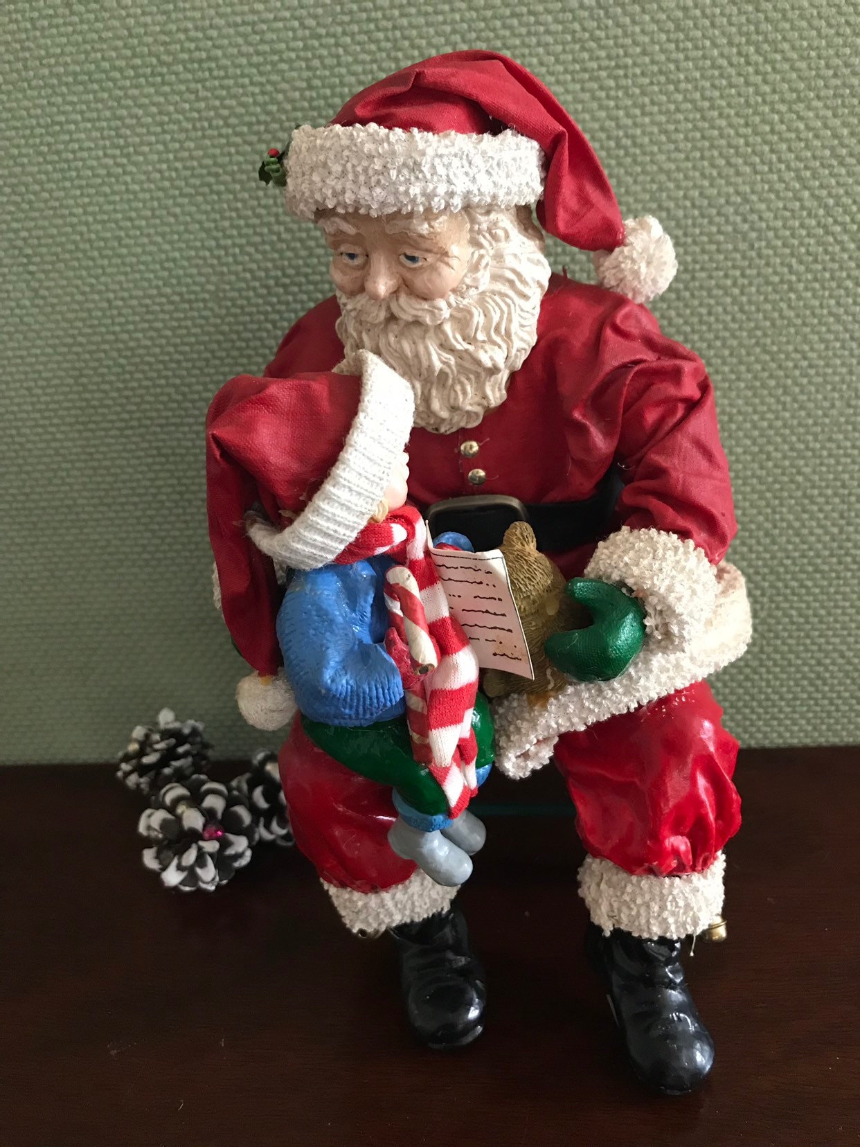 Vintage Santa Claus with Girl on his knee collectible Midwest Santa