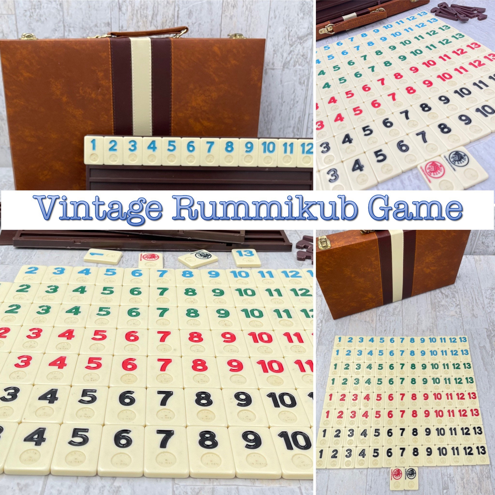 Vintage Rummy tile Game in carrying case, Rummikub Retro tile Game